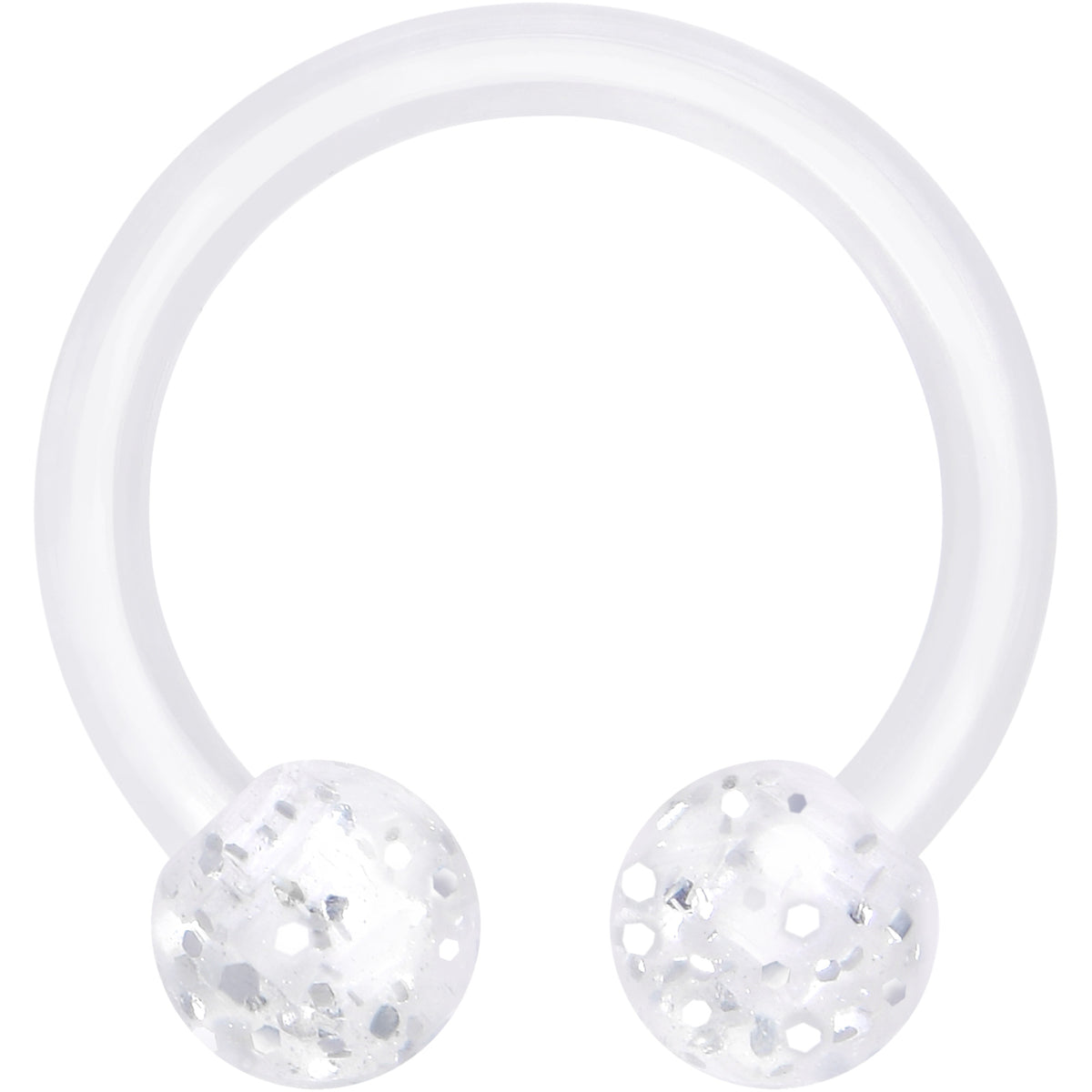 16G Glitter Acrylic Ball BioFlex Flexible Horseshoe Ring