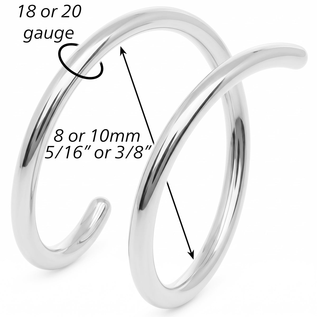 Double Hoop Nose Implant Grade Titanium Spiral Nose Ring