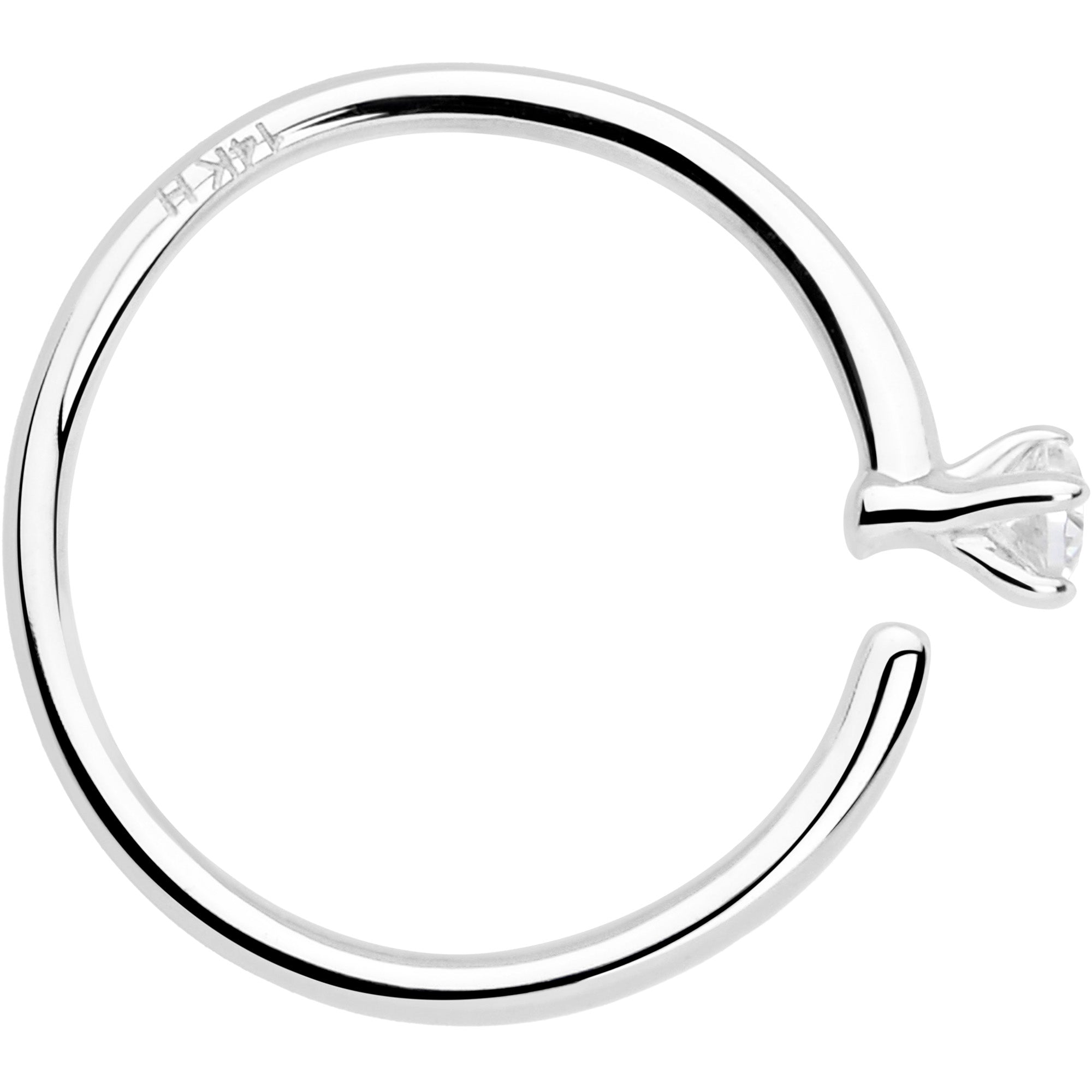 14k Solid White Gold Bendable Nose Hoop 22G 5/16 with CZ