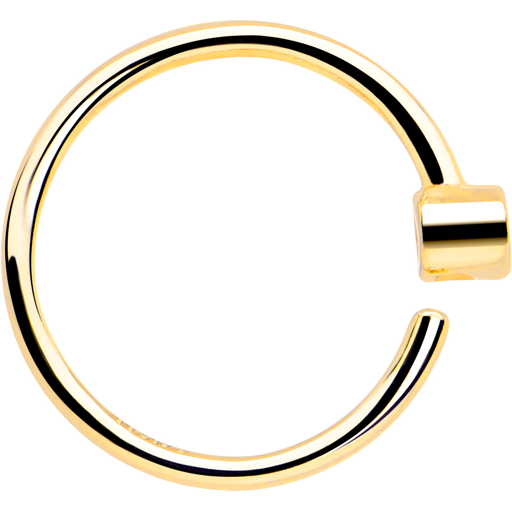 14k Solid Yellow Gold Bendable Nose Hoop 22G 5/16 with Bezel CZ