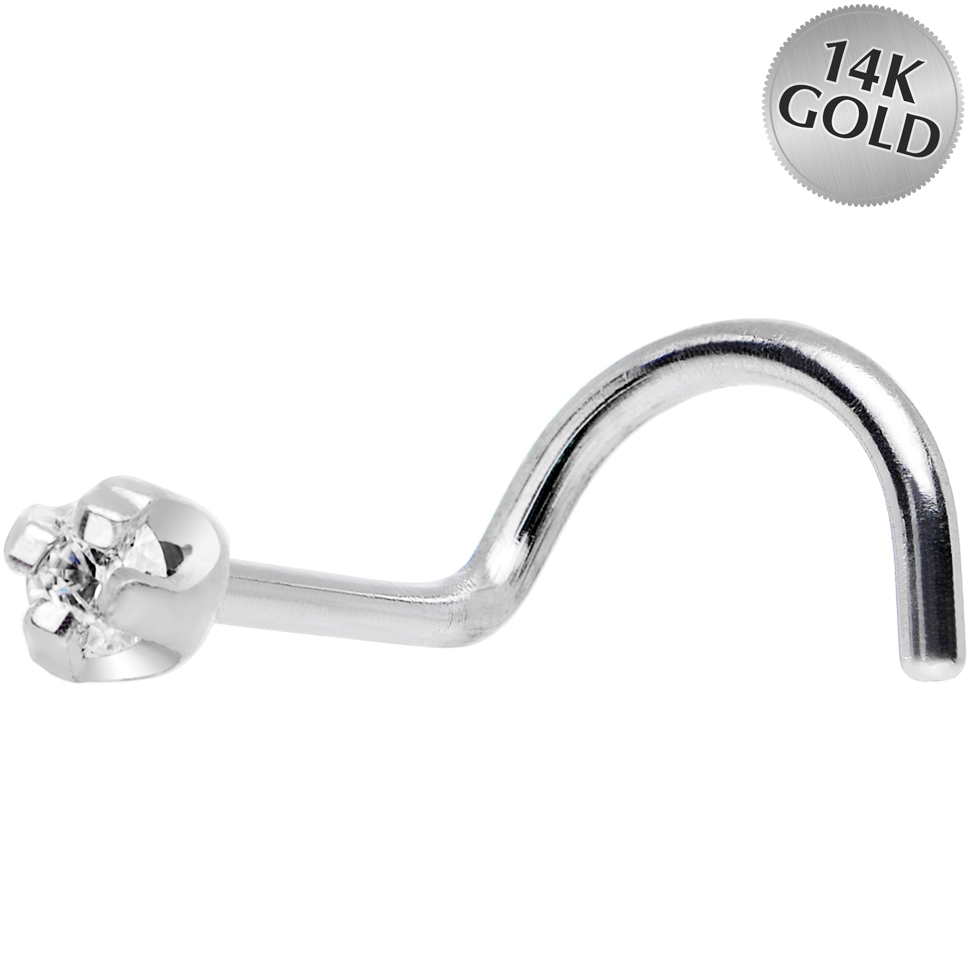 Solid 14k Wt. Gold .01 Carat Genuine Diamond Nose Ring