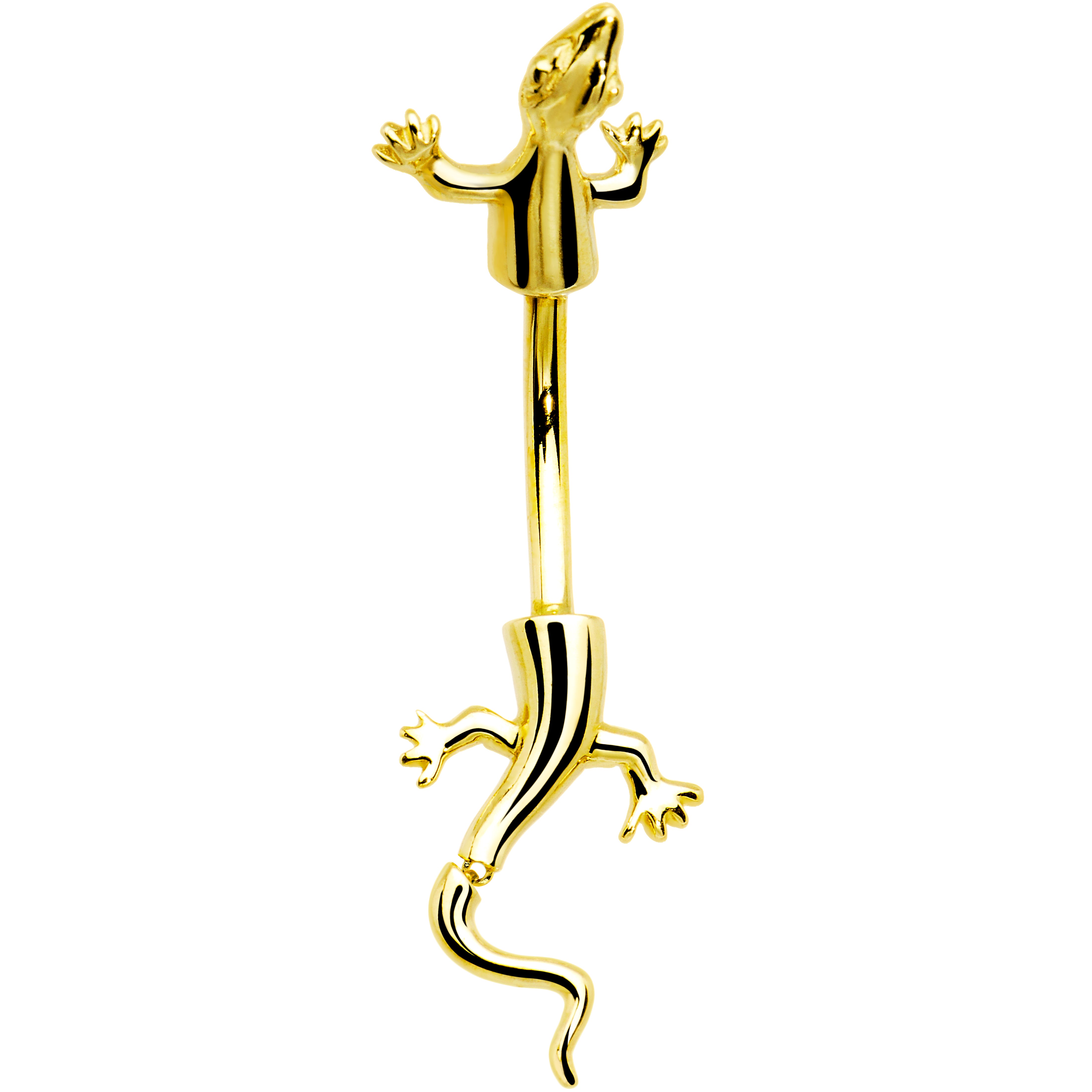 16G Solid 14k Yellow Gold Lizard Belly Ring
