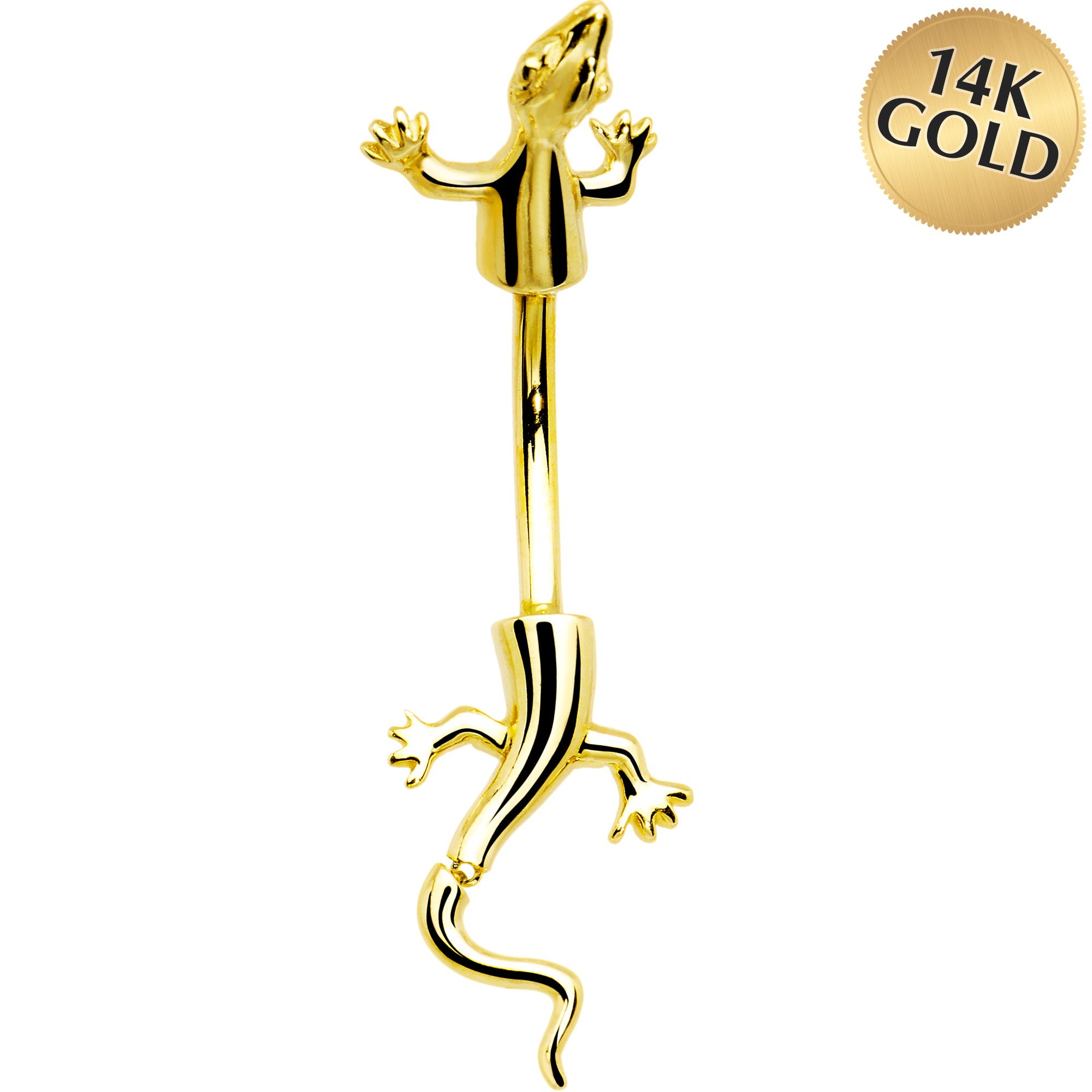 16G Solid 14k Yellow Gold Lizard Belly Ring