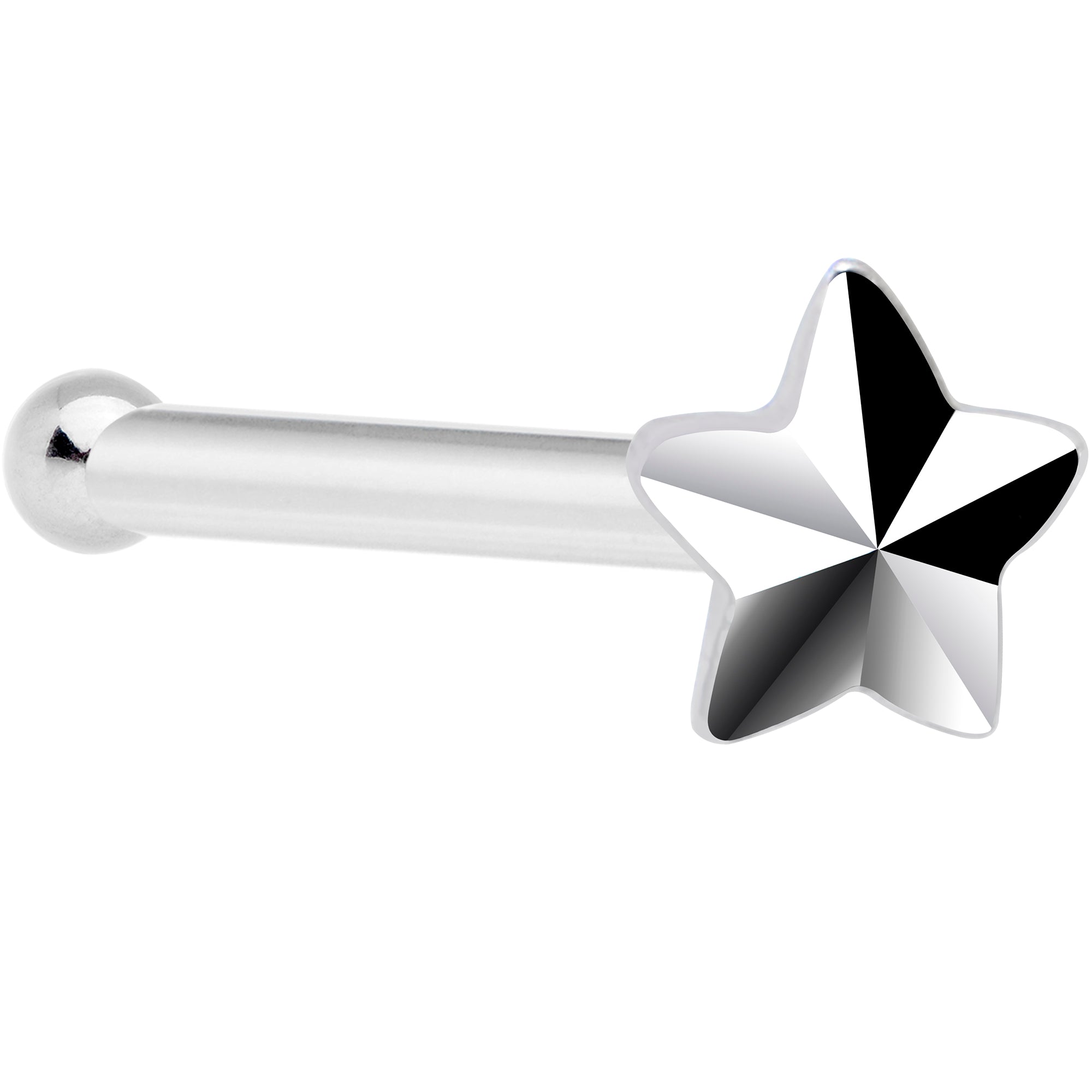 Solid 14K White Gold Raised Star Nose Bone