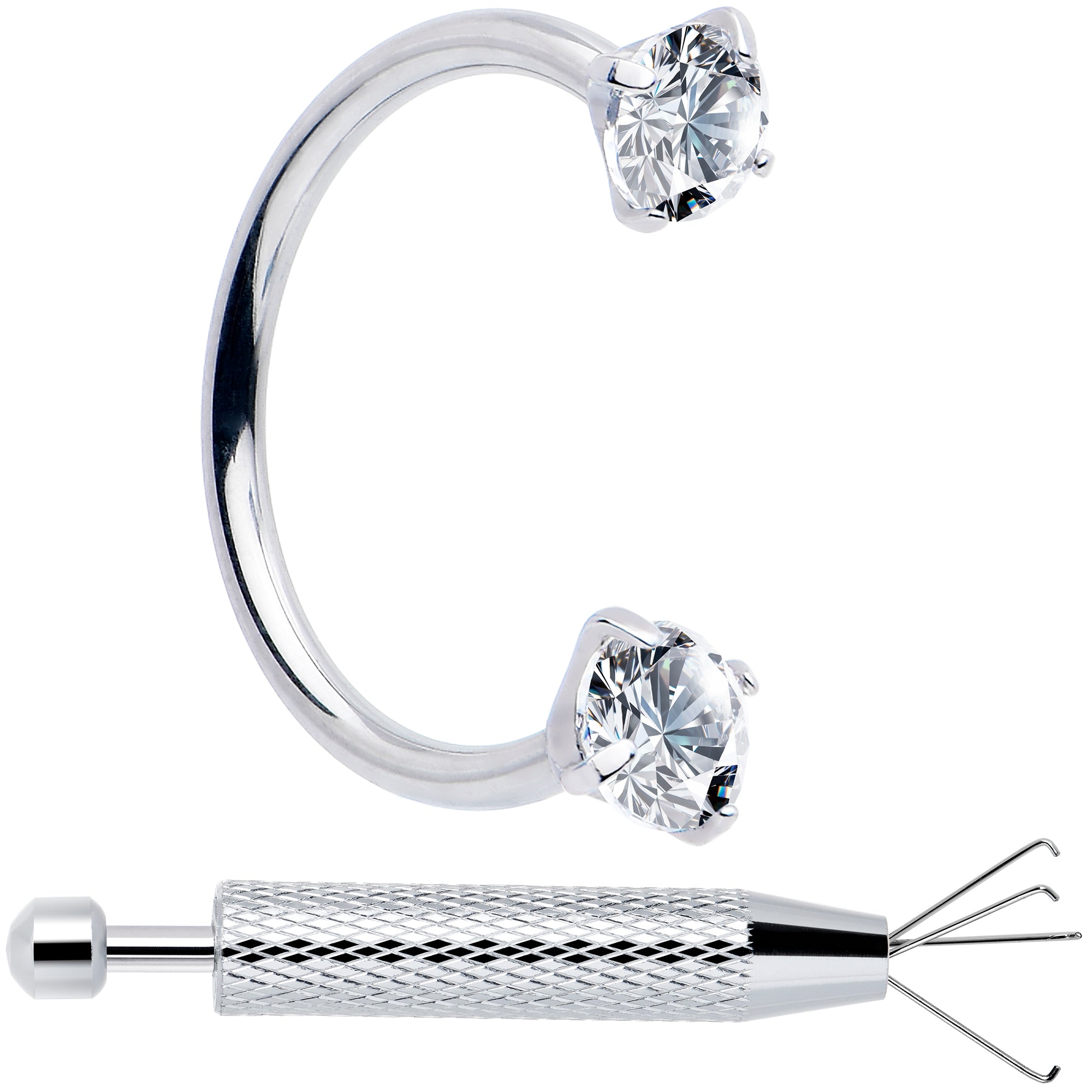 Double Gem Septum Horseshoe Ring Nose Ring Kit With Ball Grabber Piercing, Aqua / 20 Gauge 8mm - Hypoallergenic Titanium Nose Hoop - Body Candy Double Gem Septum Horseshoe Ring Nose Ring Kit With Ball Grabber Piercing, Aqua / 20 Gauge 8mm - Hypoallergenic Titanium Nose Hoop - Body Candy