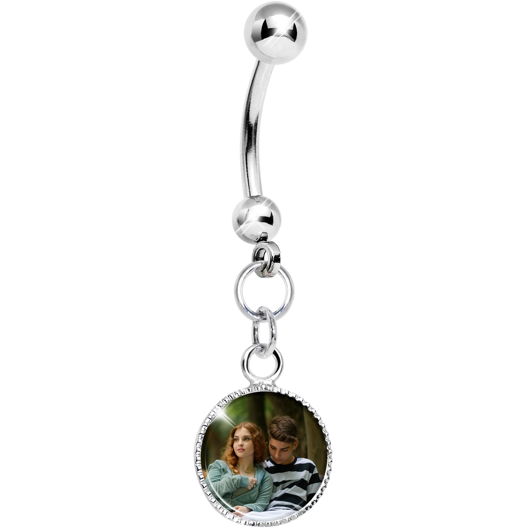 Custom Dangle Full Color Photo Hypoallergenic Stainless Steel Belly Ring