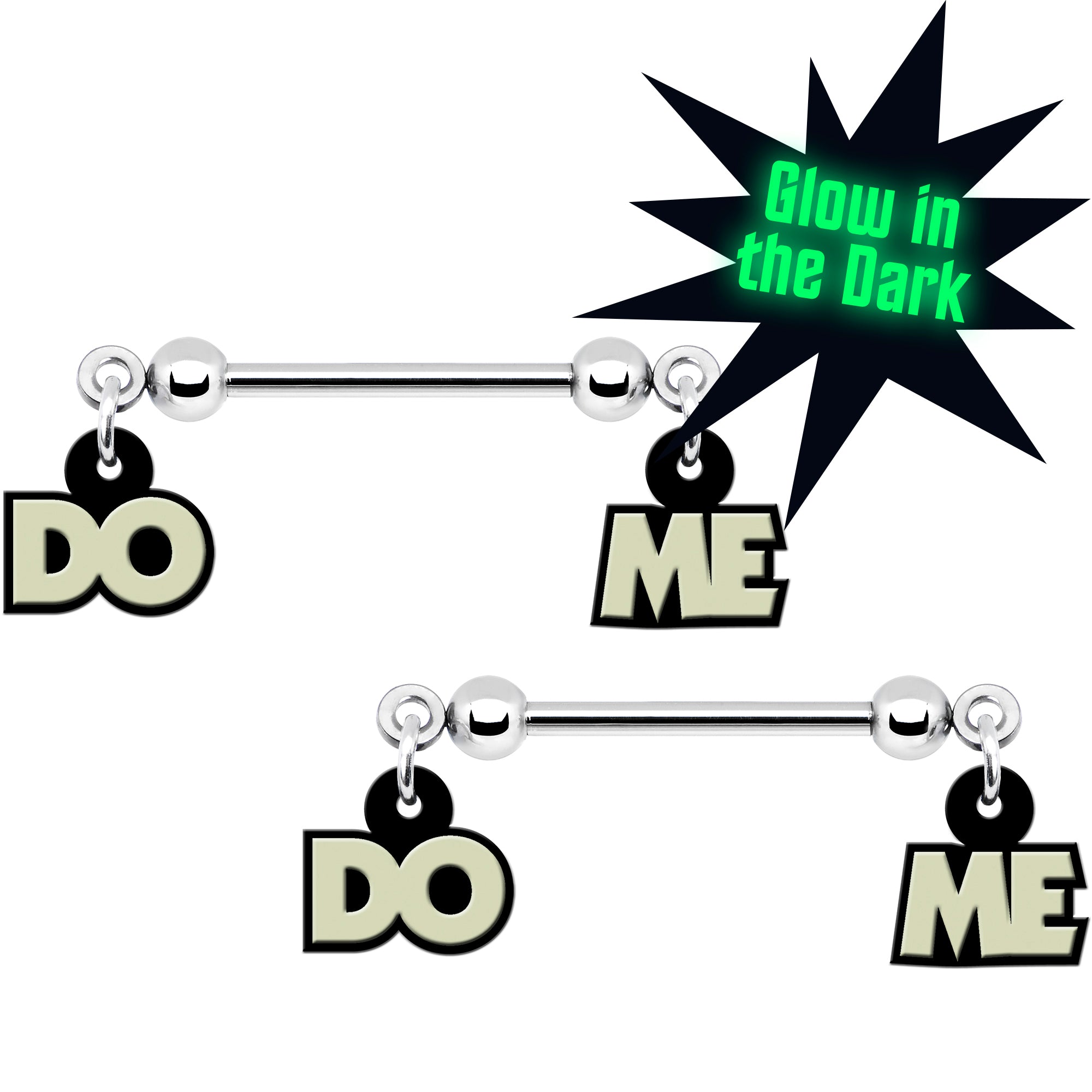 14G 5/8 Glow in the Dark Do Me Nipple Ring Set 14G 5/8 Glow in the Dark Do Me Nipple Ring Set