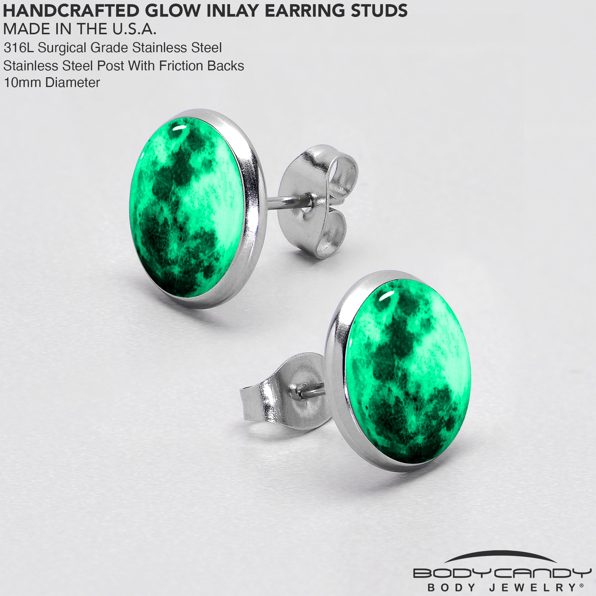 Moon Glow in the Dark Stainless Steel Stud Earrings stylish jewelry