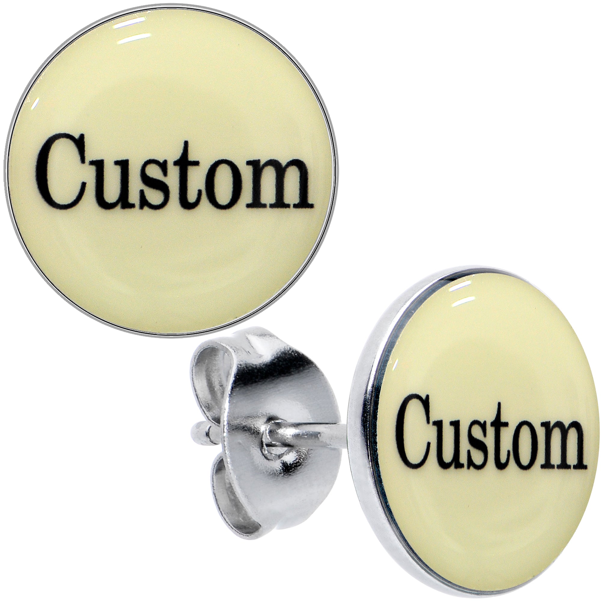 Custom Personalized Glow in the Dark Stud Earrings