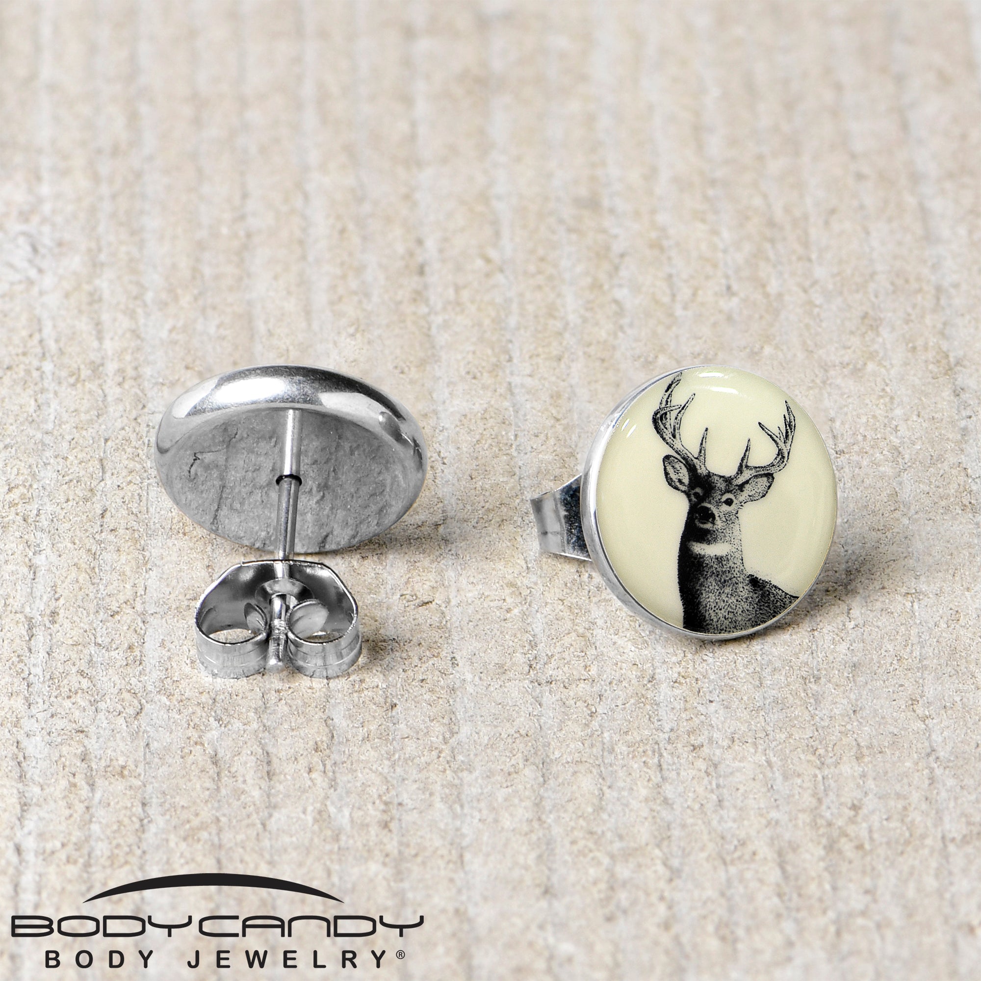 Glow in the Dark Deer Buck Stud Earrings-Hypoallergenic