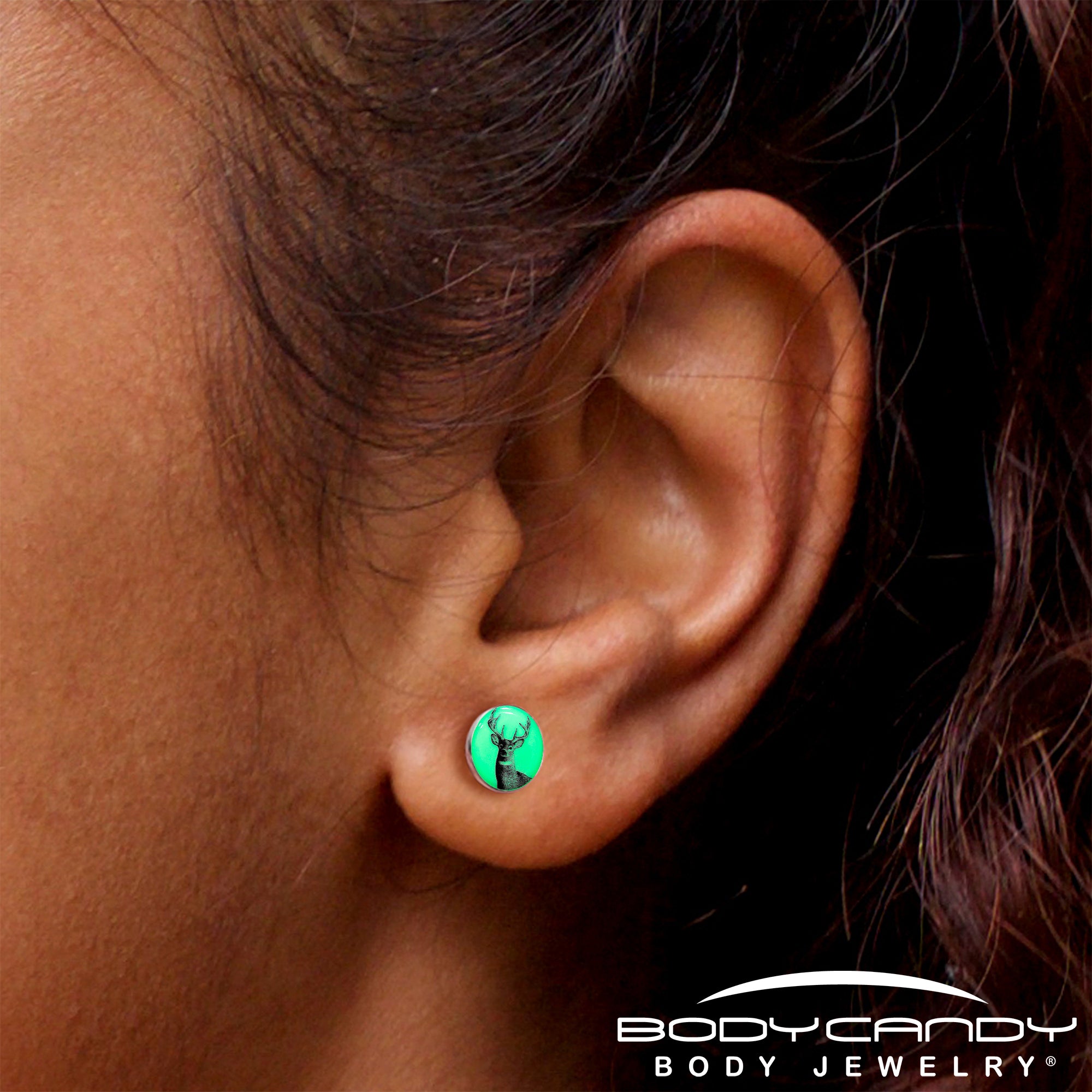 Glow in the Dark Deer Buck Stud Earrings-Hypoallergenic