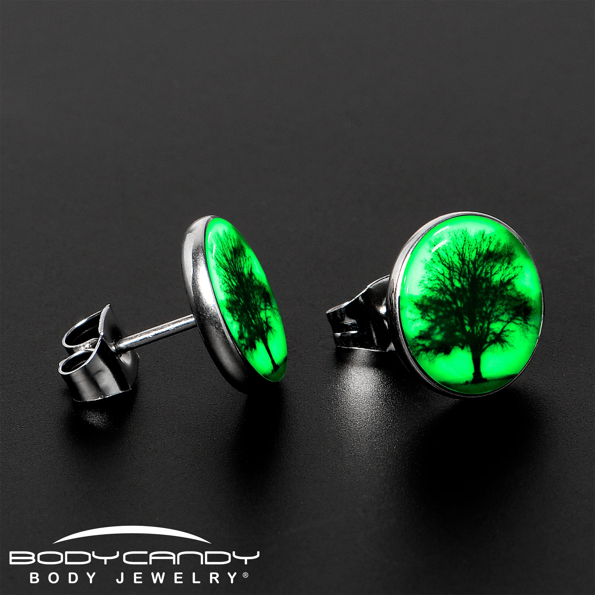 Glow in the Dark Sunset Tree Stud Earrings