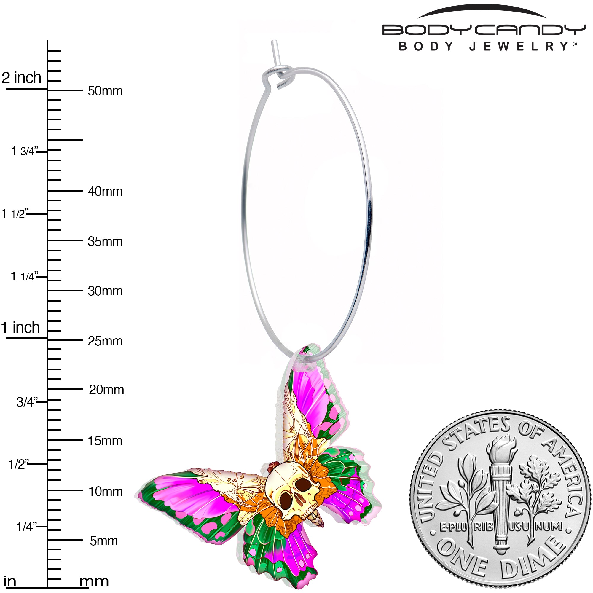 Unique butterfly skull jewelry earrings