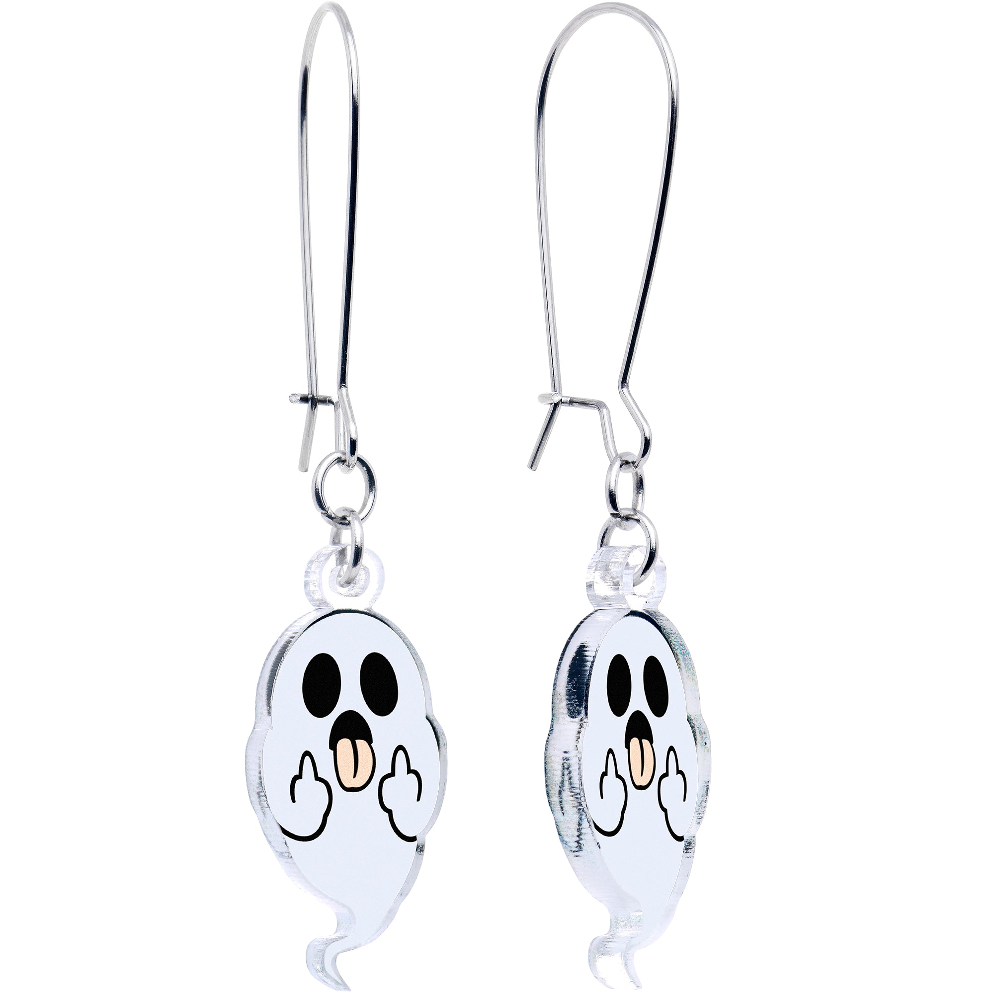Acrylicious Sassy Spirit Middle Finger Ghost Dangle Earrings
