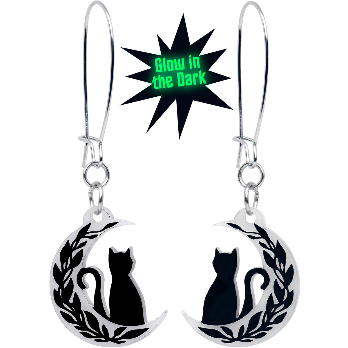 Moonlit Kitty Glow in the Dark Cat Acrylic Hoop Earrings by Onyx O