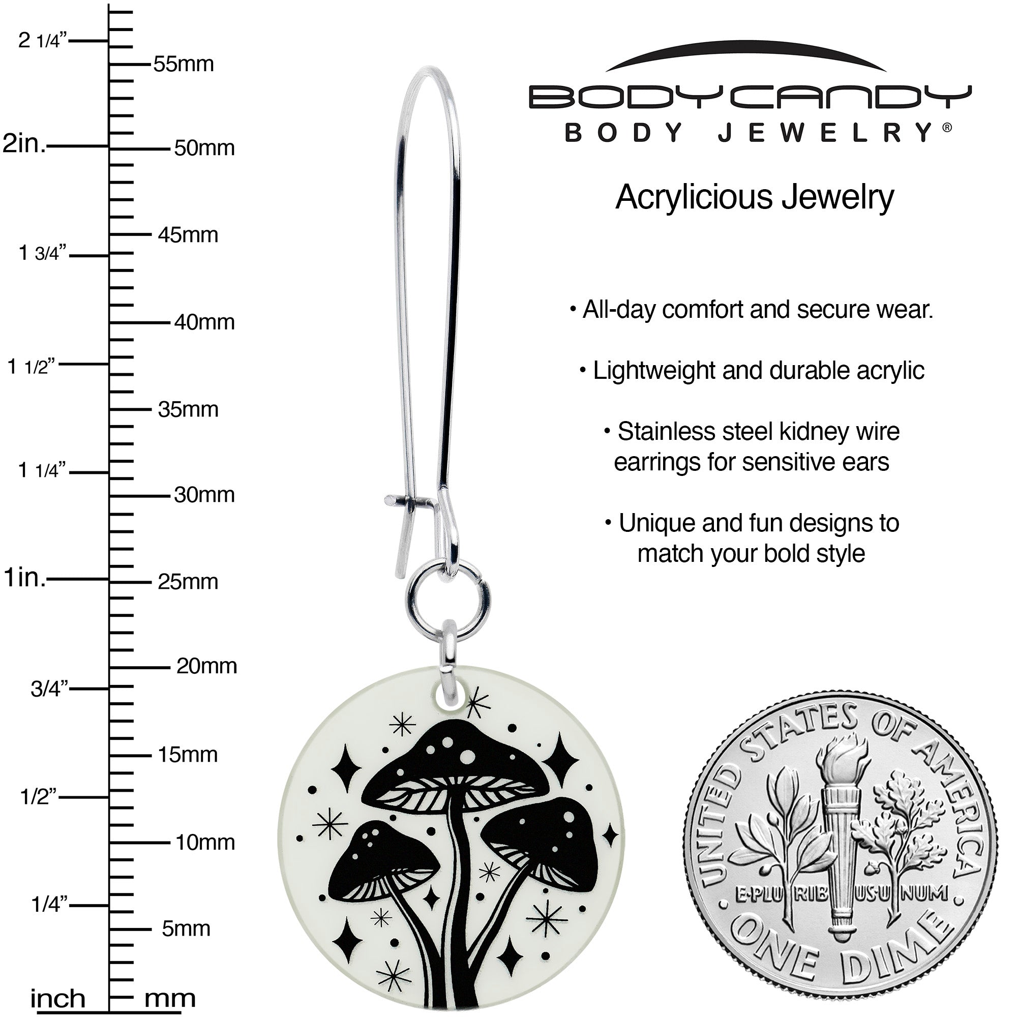 Dangle Mystic Mushroom Earrings Glow in the Dark Accessories