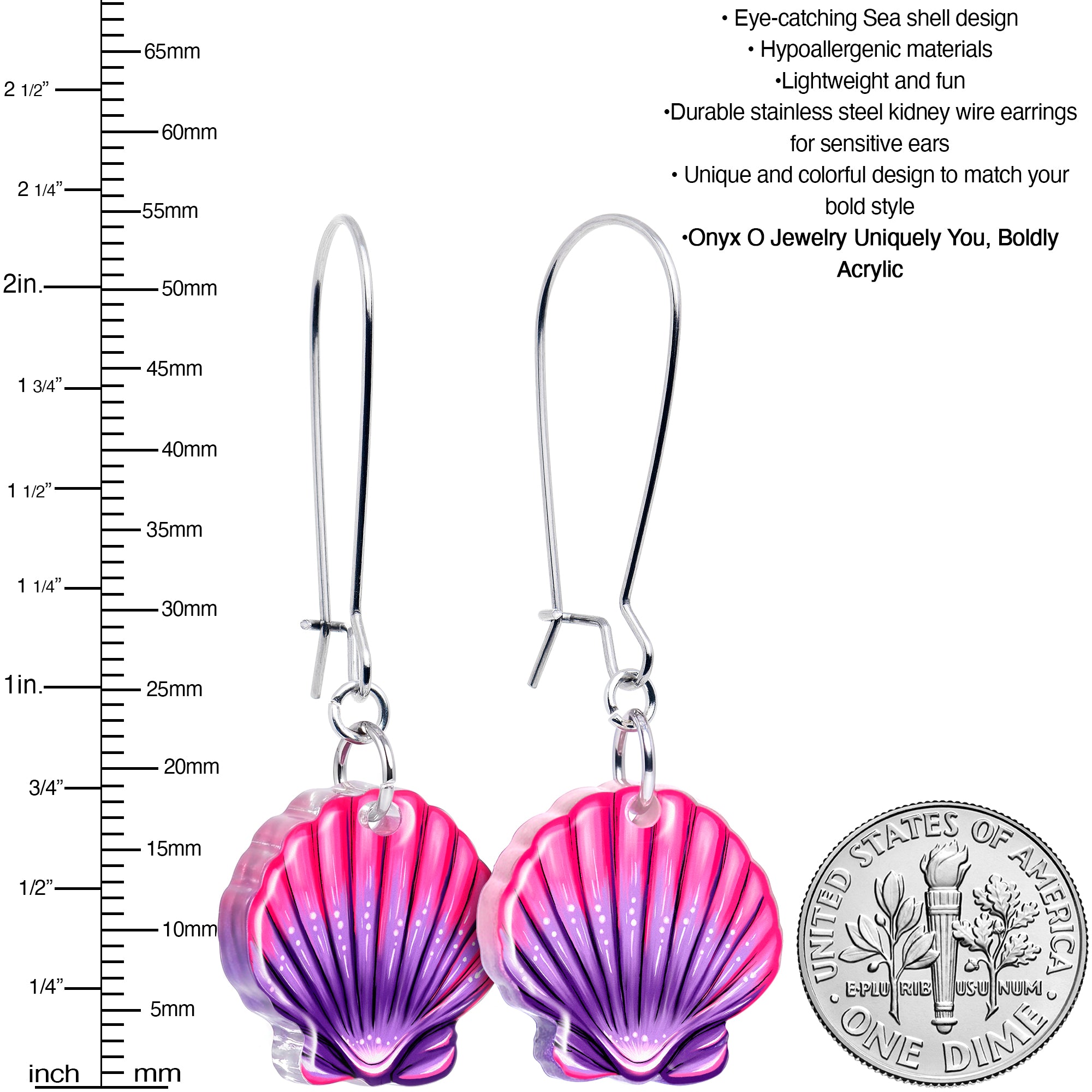 Seashell Dangle Earrings — Designed by Onyx O