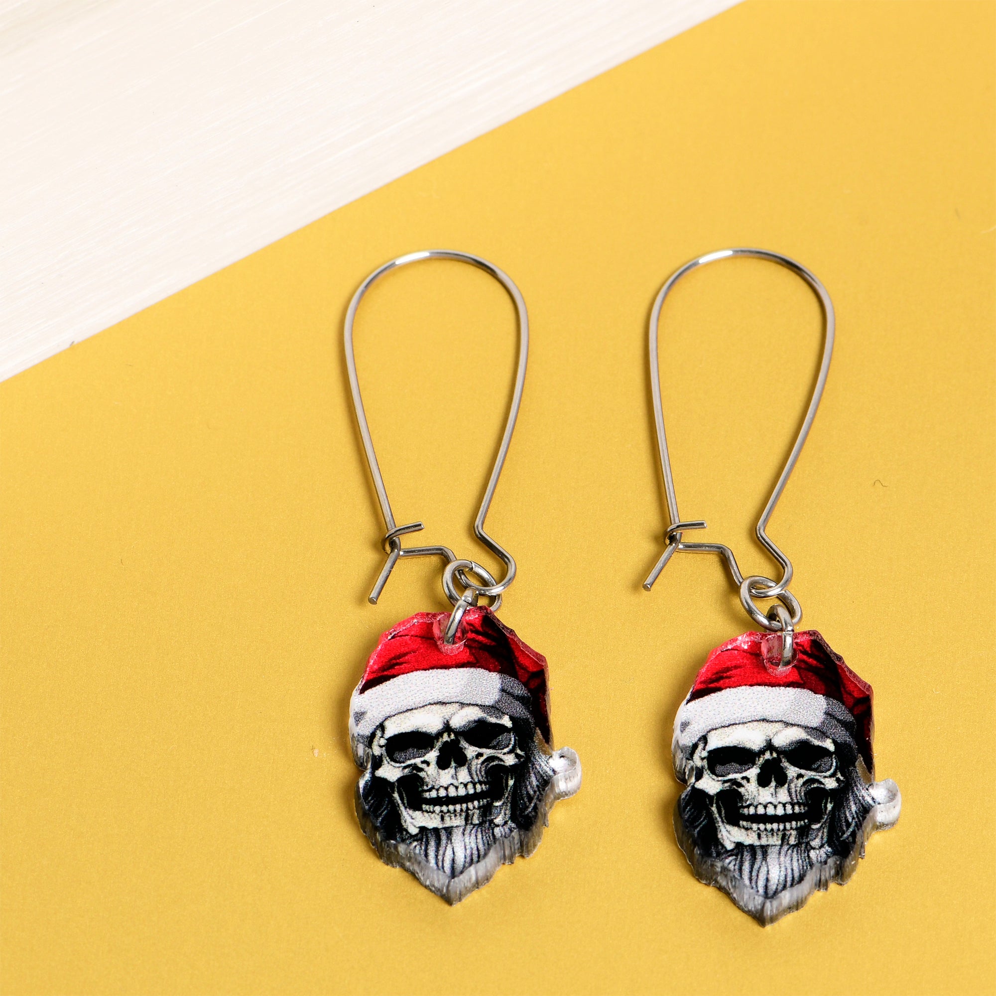 Skeleton Christmas earrings Santa Claus design