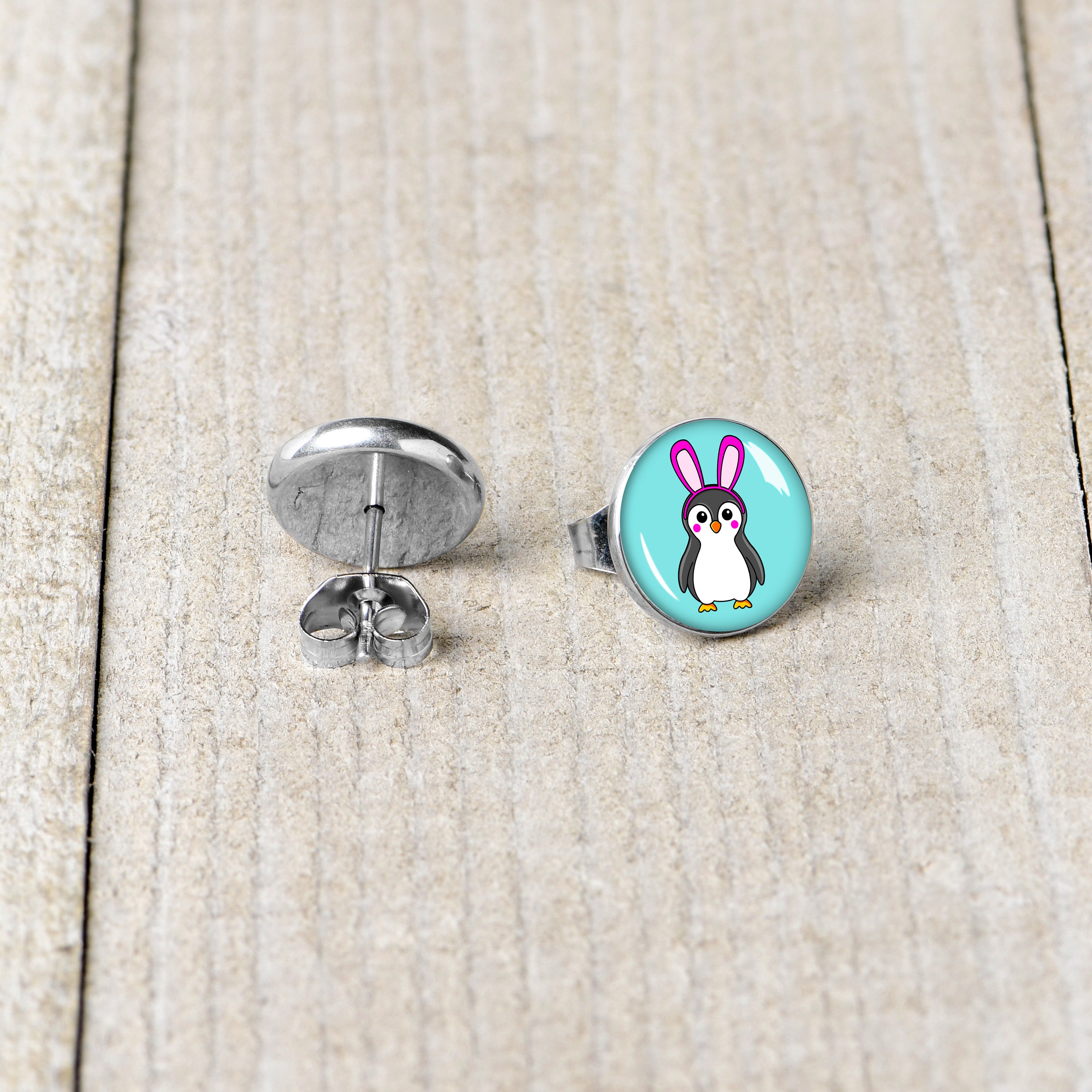 Bunny Penguin Stud Earrings by Onyx O