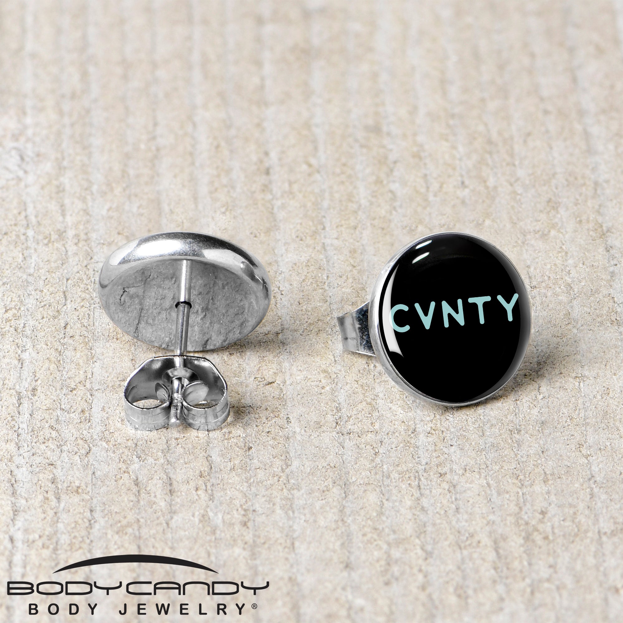 Phrase Logo CVNTY Stainless Steel Stud Earrings stainless steel hypoallergenic
