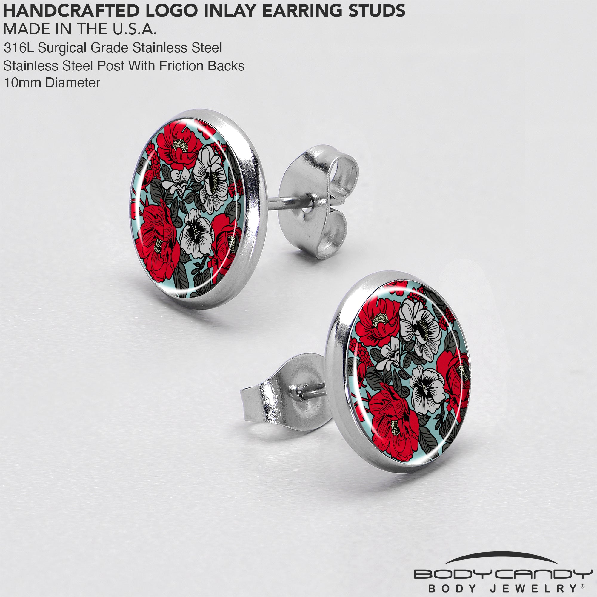 Blossom Creation Vibrant Bloom of Flowers Stainless Steel Stud Earrings custom design option