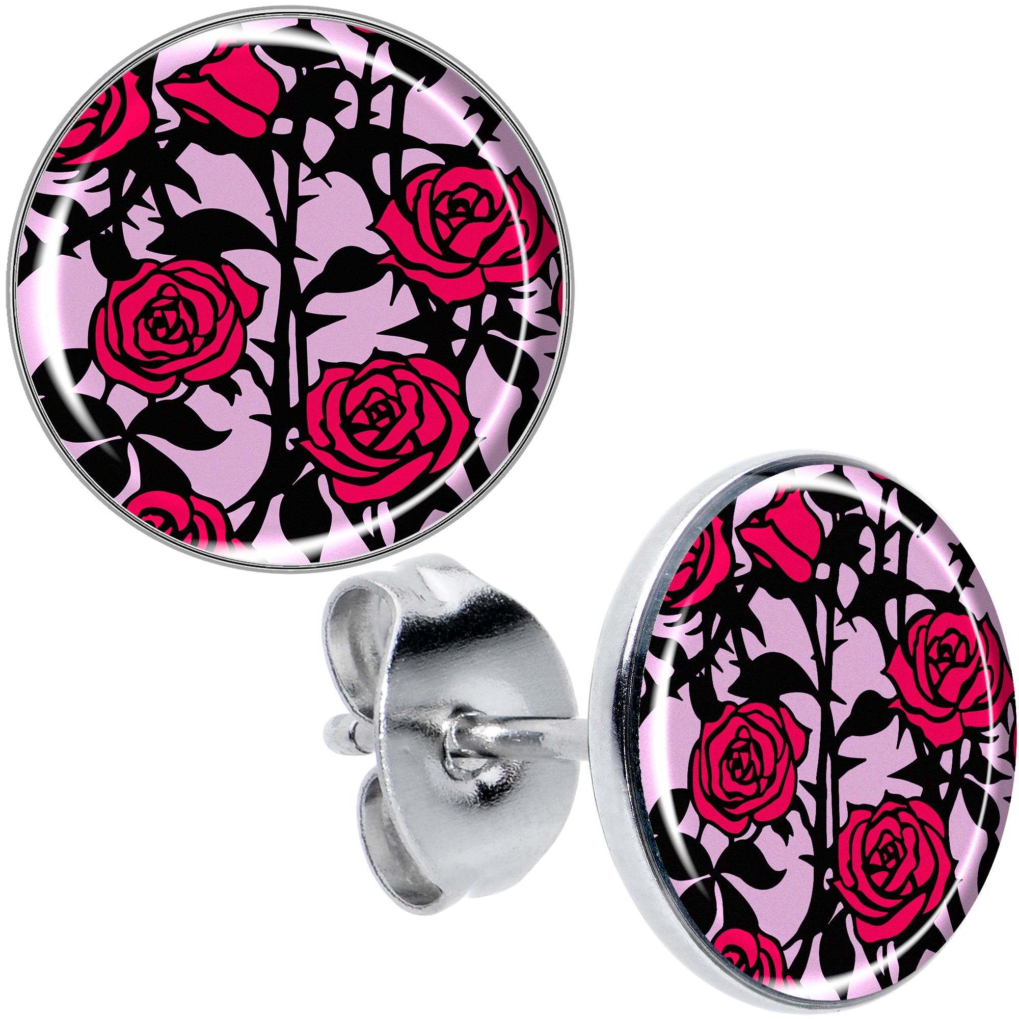 Blossom Creation Floral Love of Roses Hypoallergenic Stainless Steel Stud Earrings