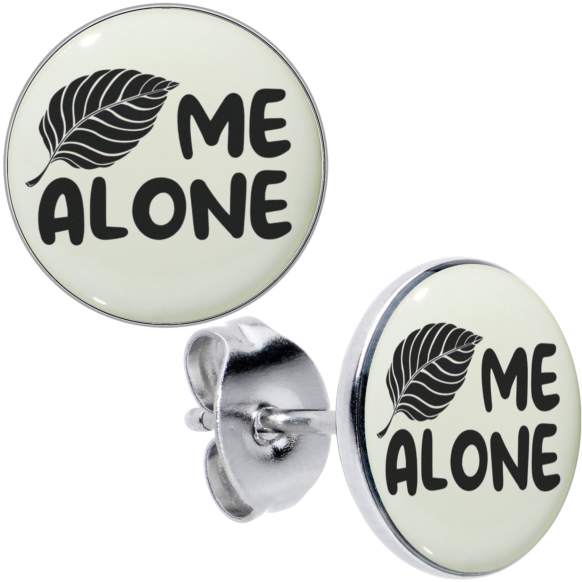 Leaf Me Alone Glow in the Dark Stud Earrings by Onyx O