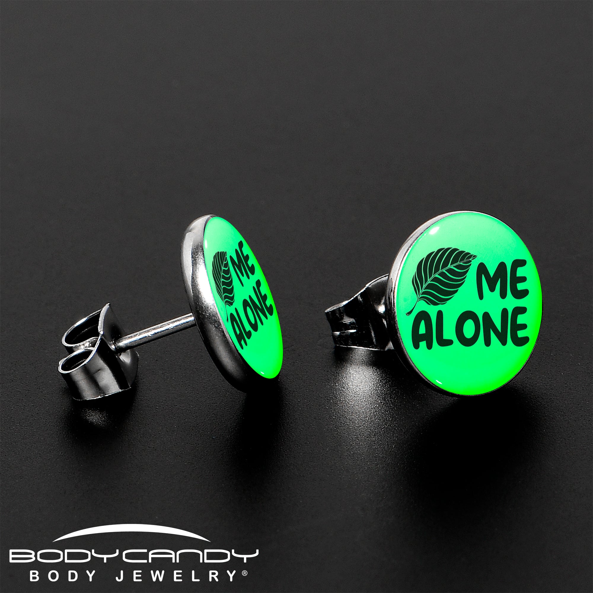Leaf Me Alone Glow in the Dark Stainless Steel Stud Earrings stylish jewelry