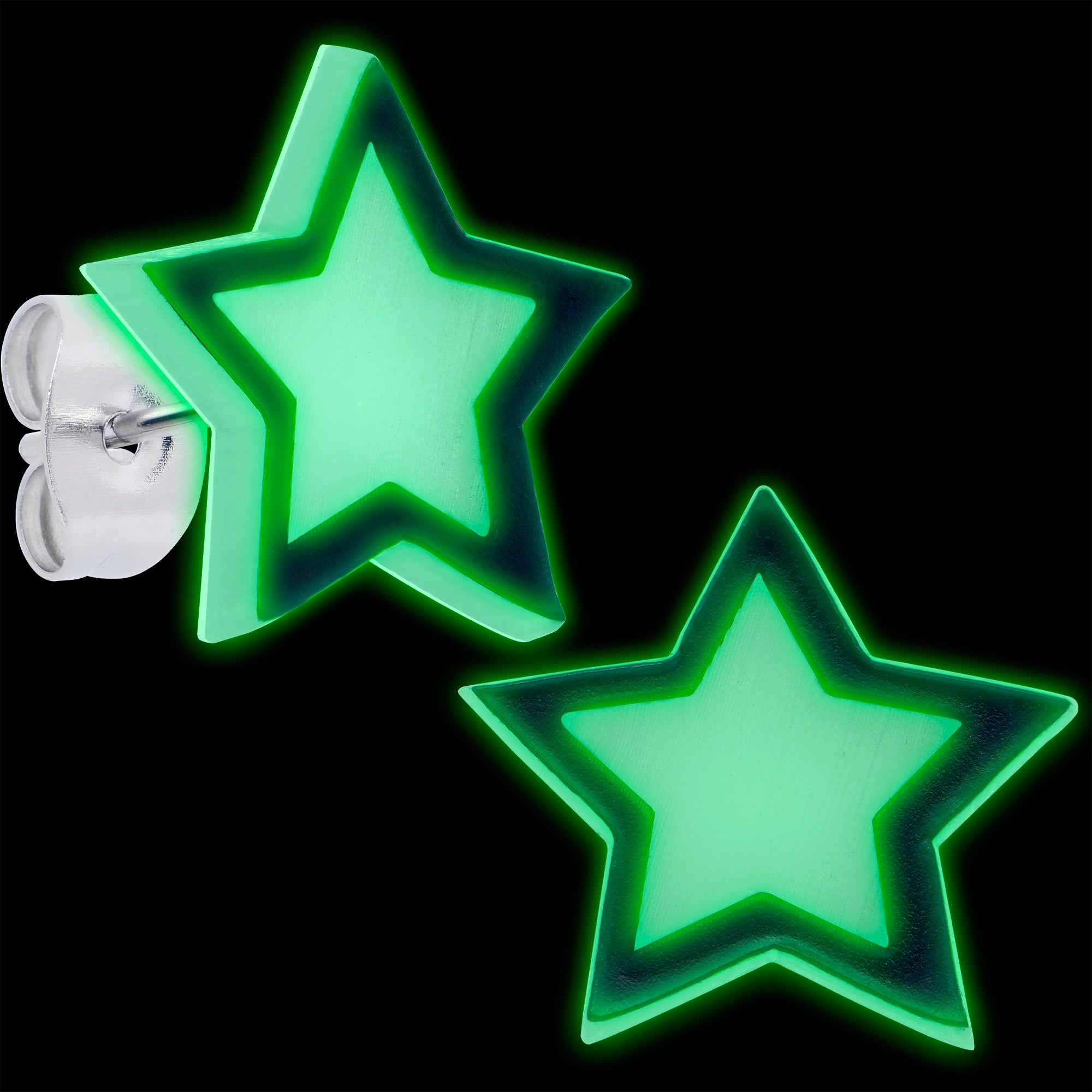 Glow in the Dark Star Earrings by Onyx O