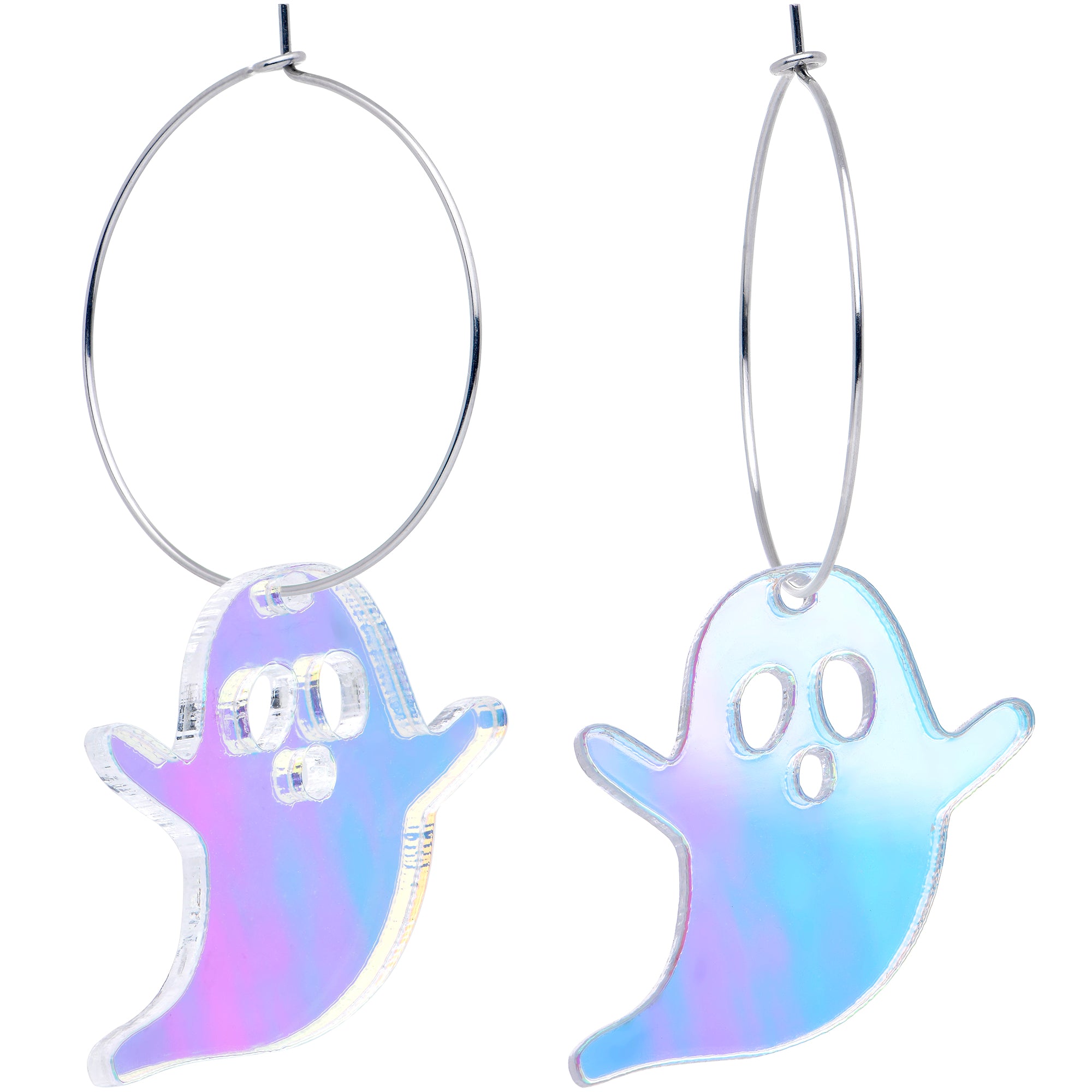 Ghost Hoop Earrings - Acrylic Design