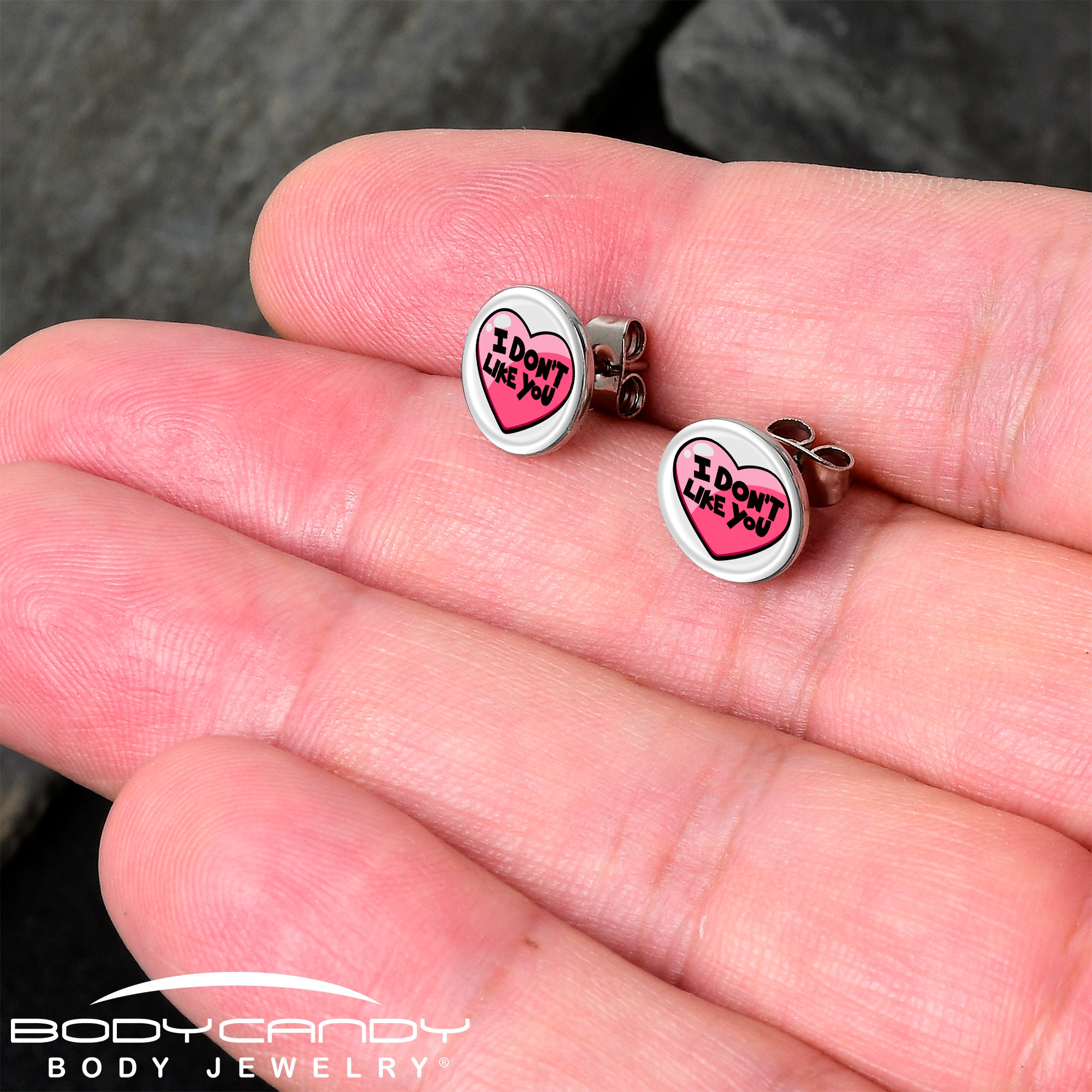 Valentine Heart Stud Earrings I Dont Like You