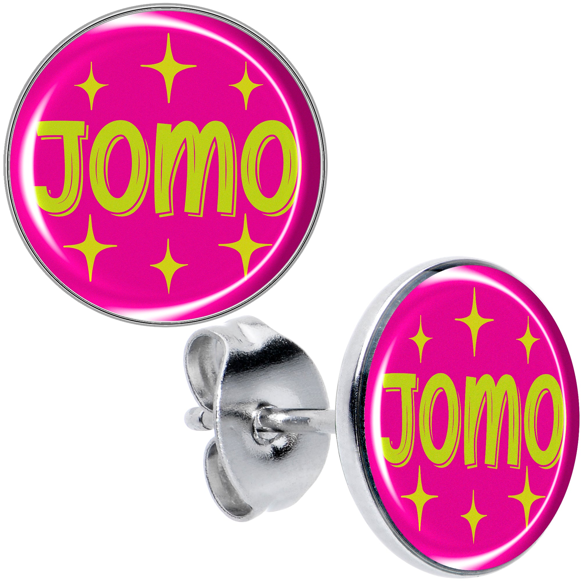 Pink JOMO Hypoallergenic Stainless Steel Stud Earrings