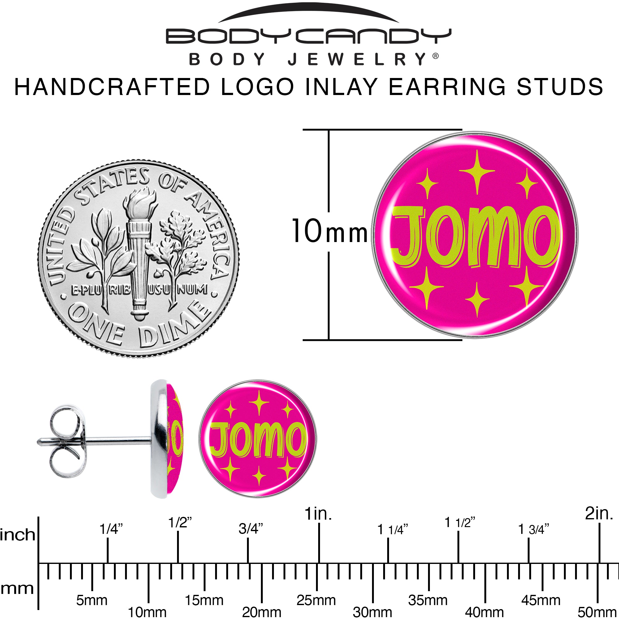 Pink JOMO Stainless Steel Stud Earrings perfect for sensitive ears