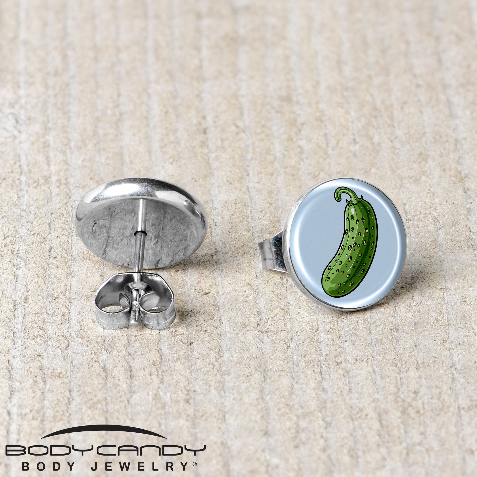 Green Pickle Stainless Steel Stud Earrings stainless steel hypoallergenic