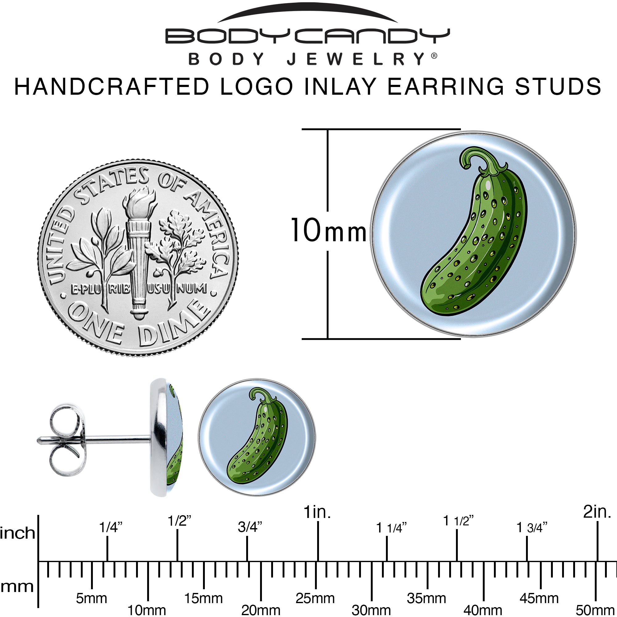 Green Pickle Stainless Steel Stud Earrings perfect for sensitive ears