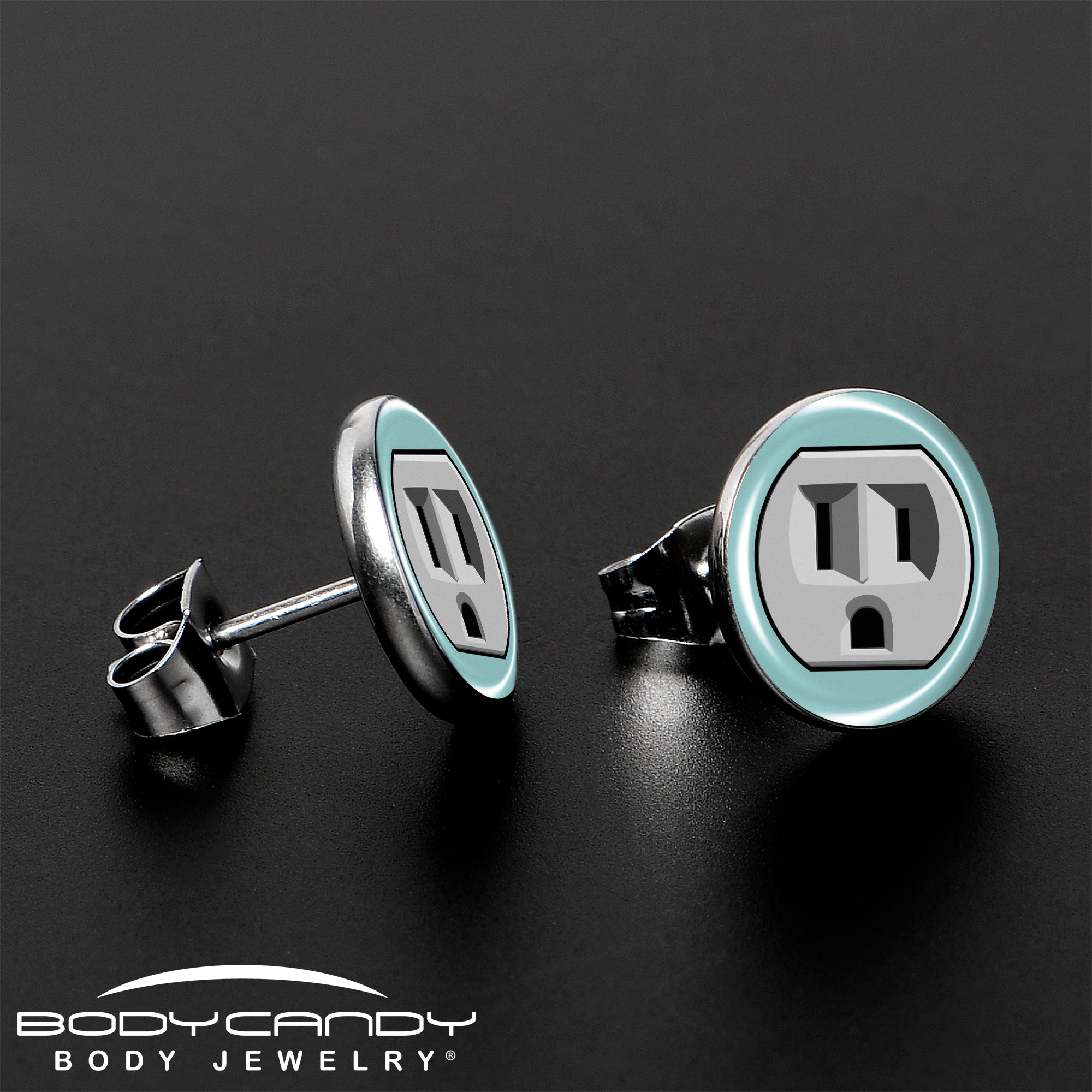 Frowning Plug Outlet Stainless Steel Stud Earrings stylish jewelry