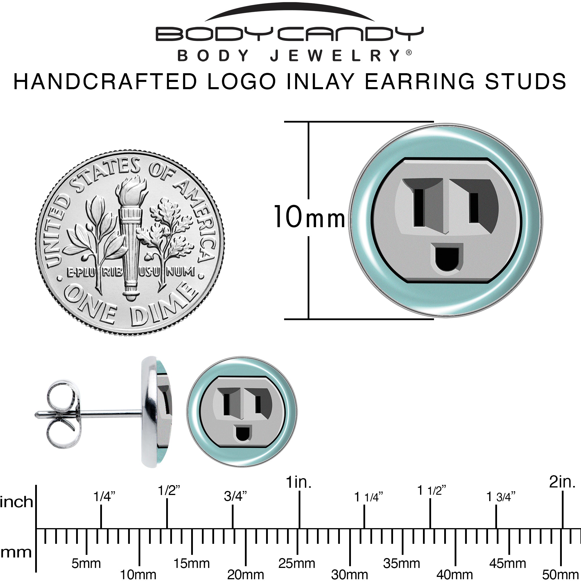 Smiling Plug Outlet Stainless Steel Stud Earrings perfect for sensitive ears