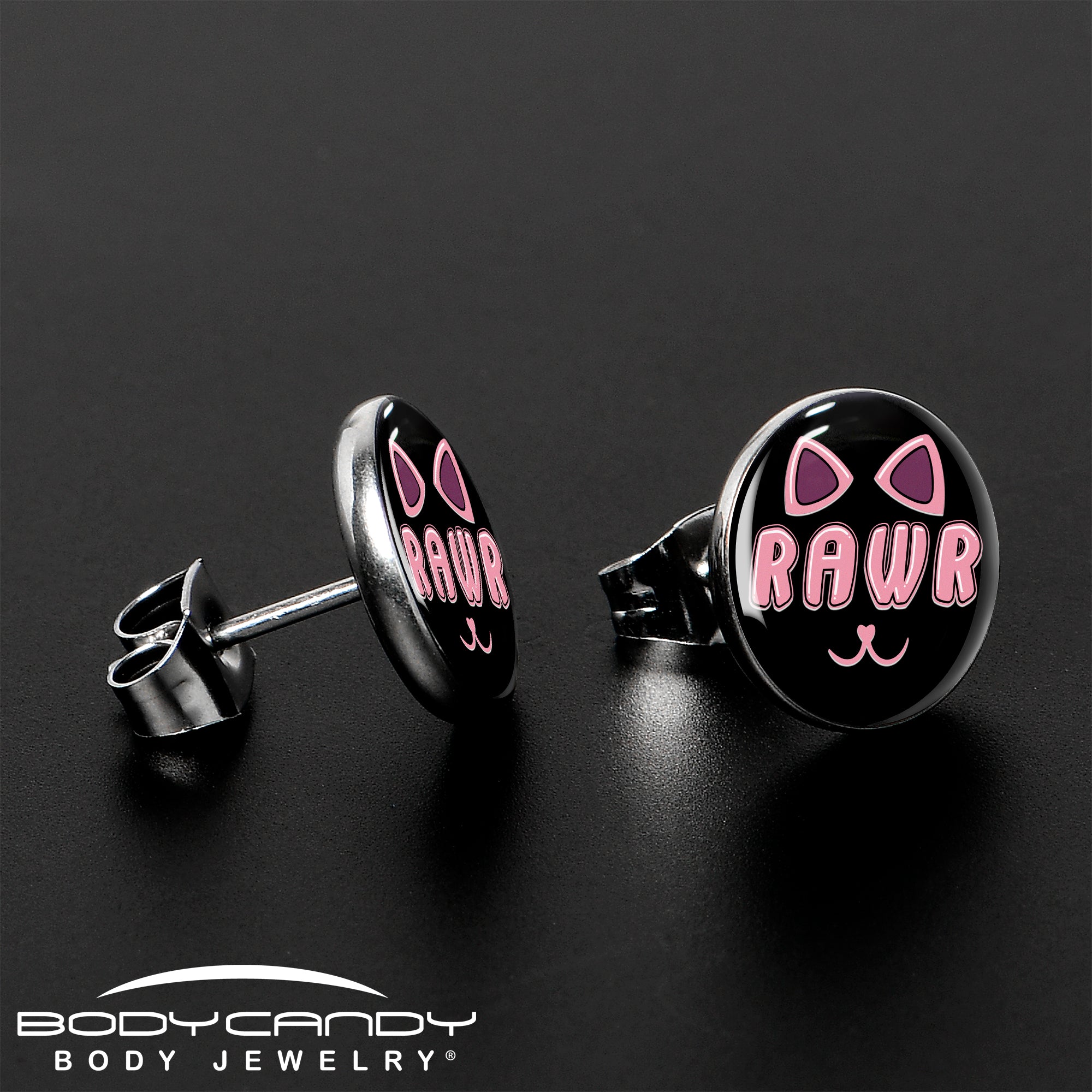 RAWR Kitty Cat Stainless Steel Stud Earrings stylish jewelry