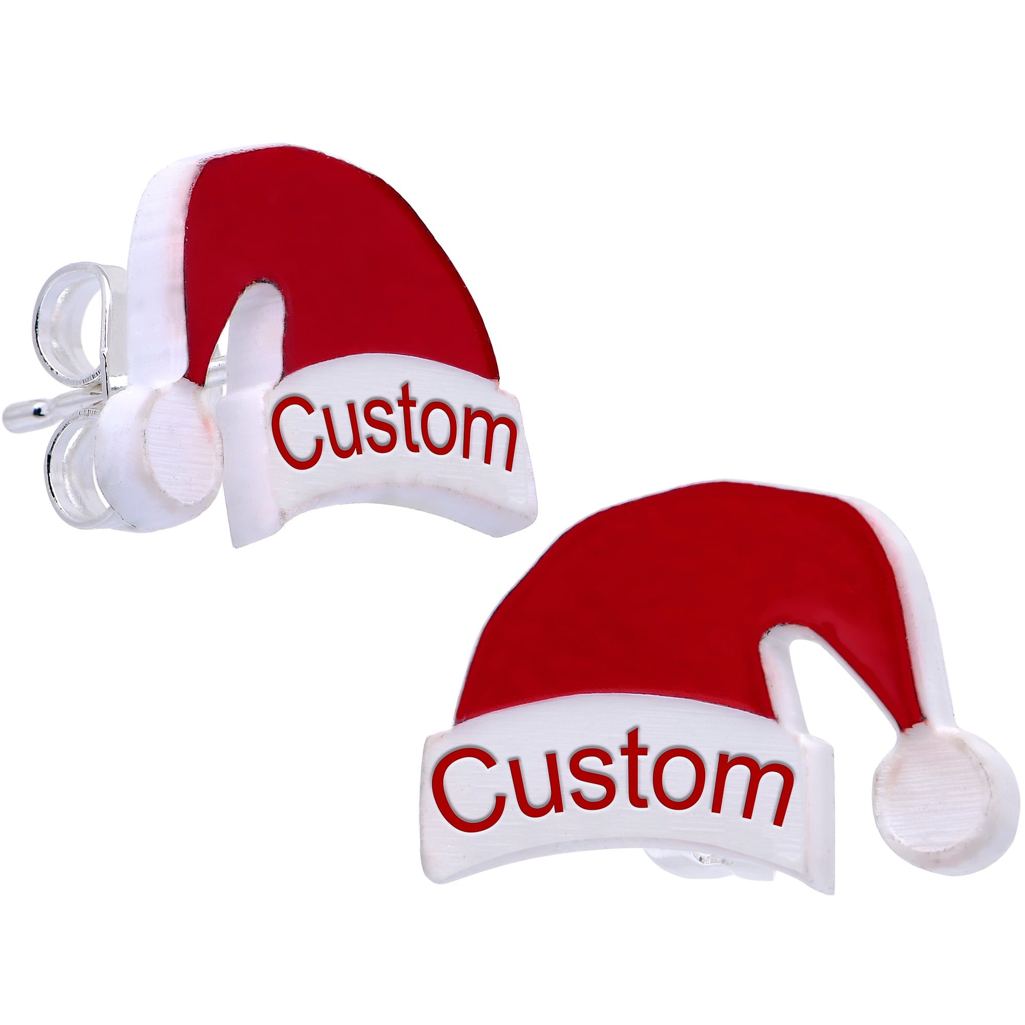 Custom Santa Hat Personalized Hypoallergenic Stainless Steel Stud Earrings