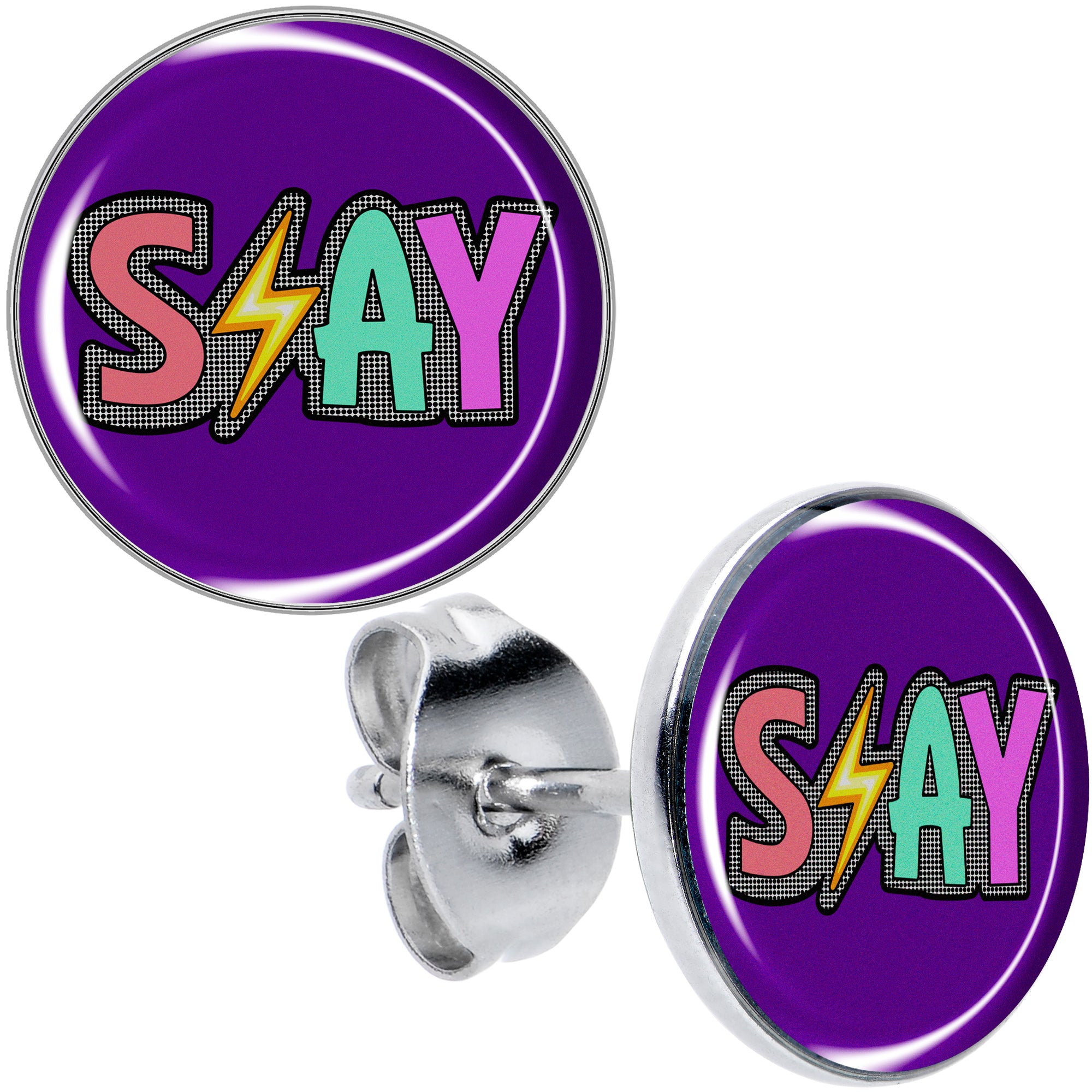Colorful Lighting SLAY Hypoallergenic Stainless Steel Stud Earrings