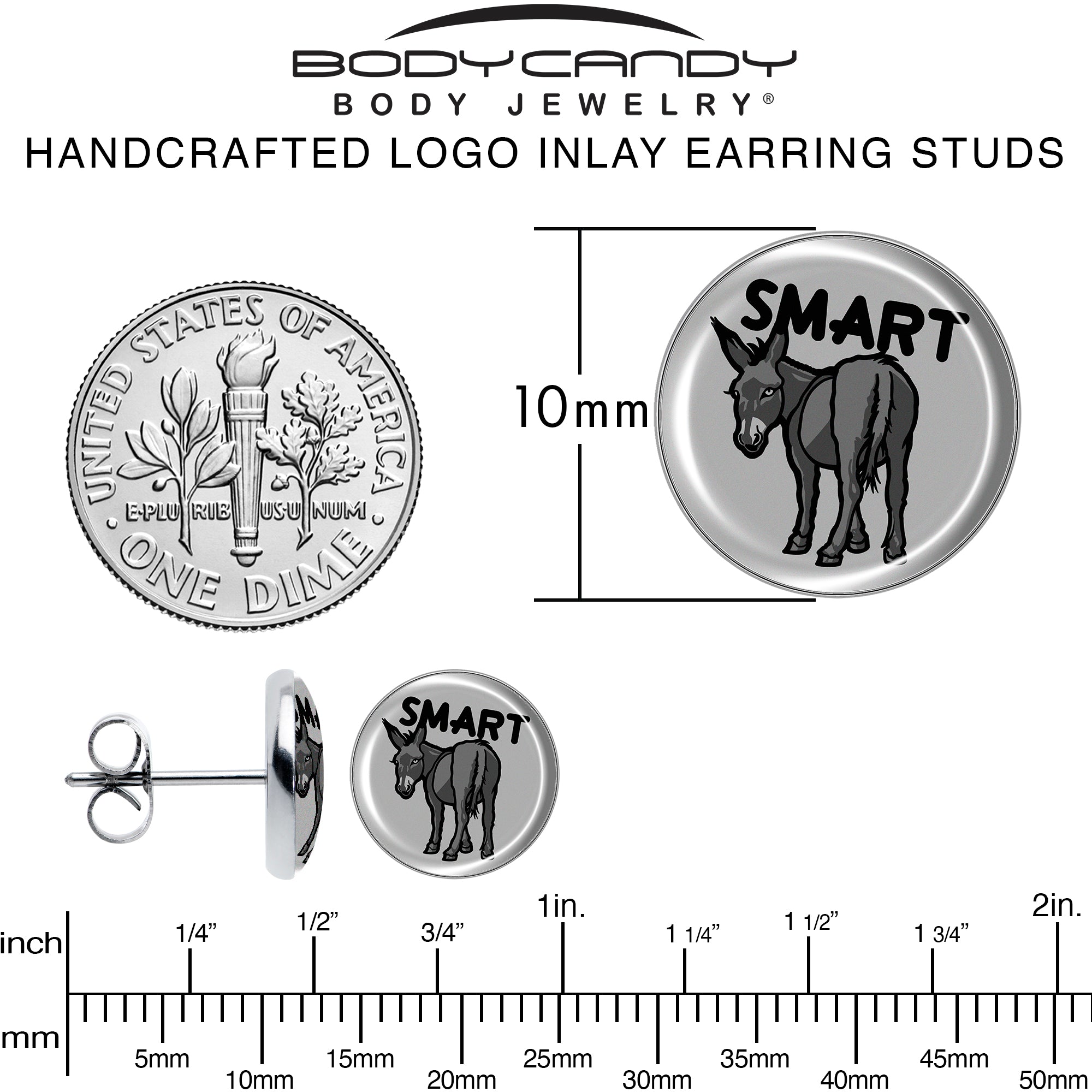 Donkey Smart Ass Stainless Steel Stud Earrings perfect for sensitive ears