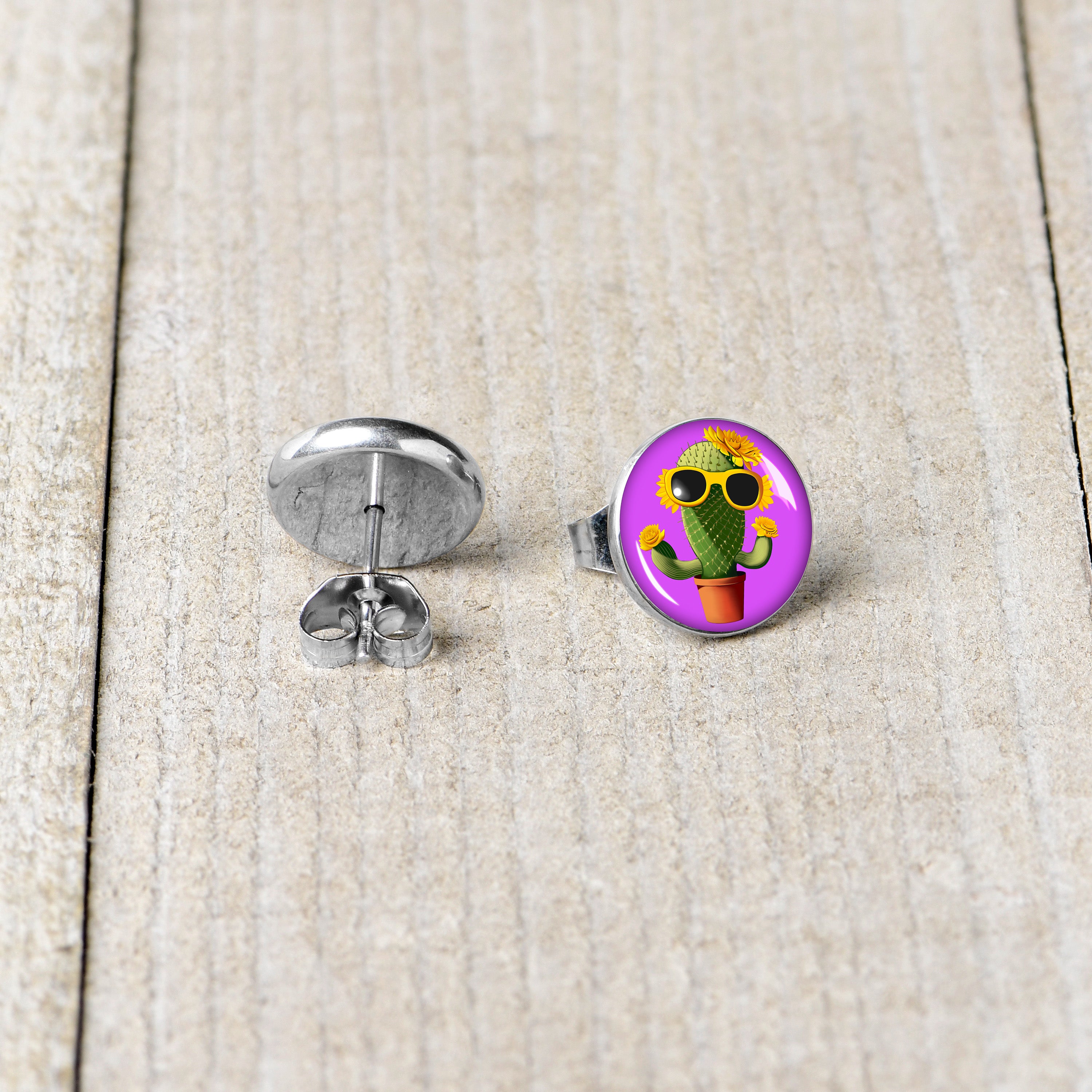 Sunflower Cactus Stainless Steel Stud Earrings stainless steel hypoallergenic