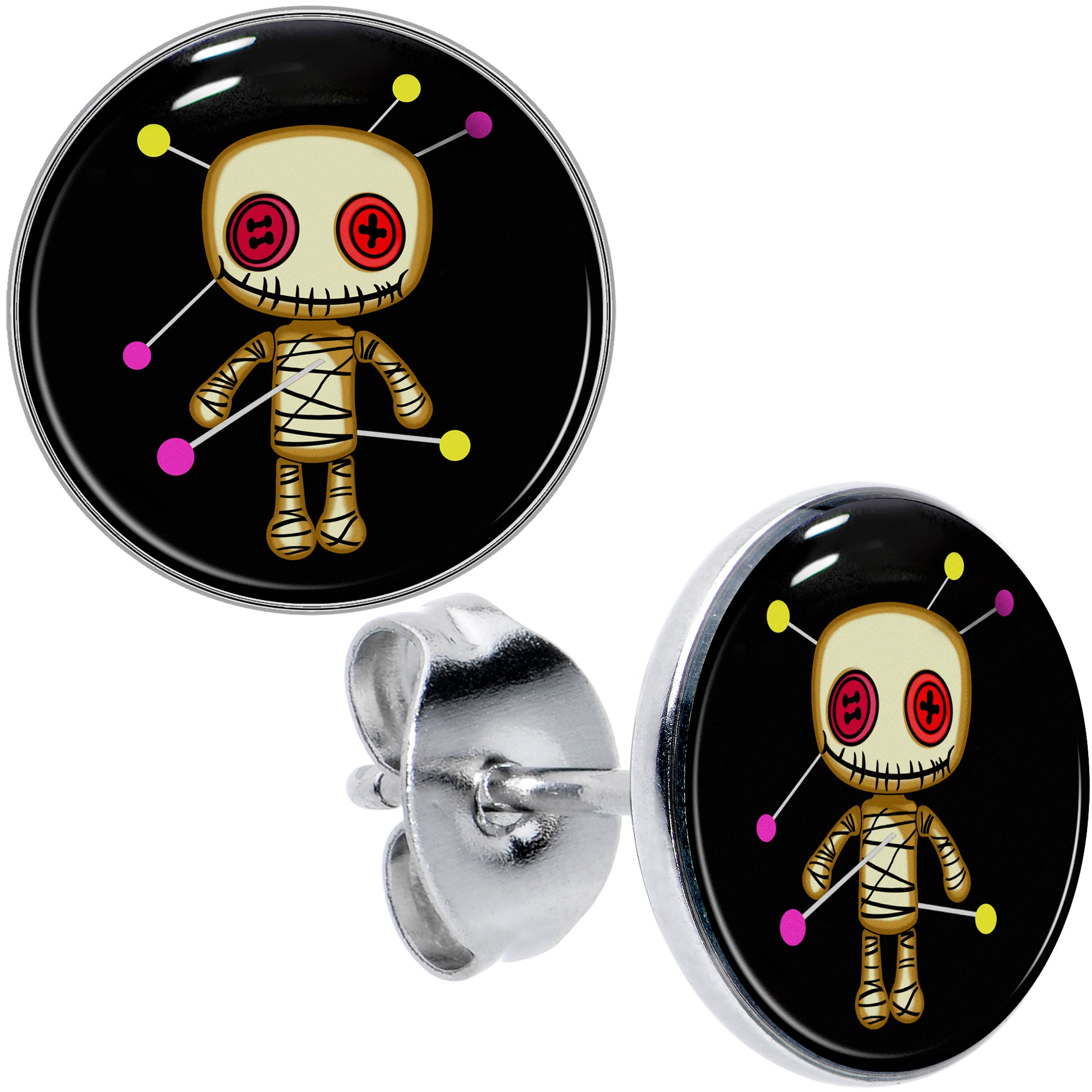 Voodoo Doll Hypoallergenic Stainless Steel Stud Earrings