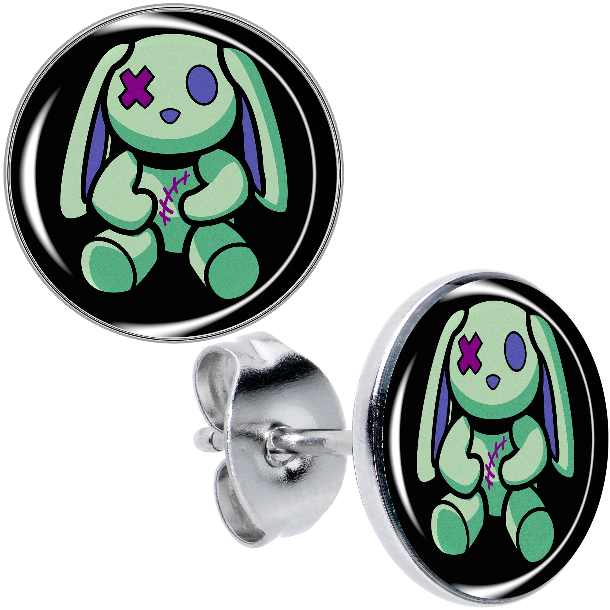 Zombie Bunny Hypoallergenic Stainless Steel Stud Earrings