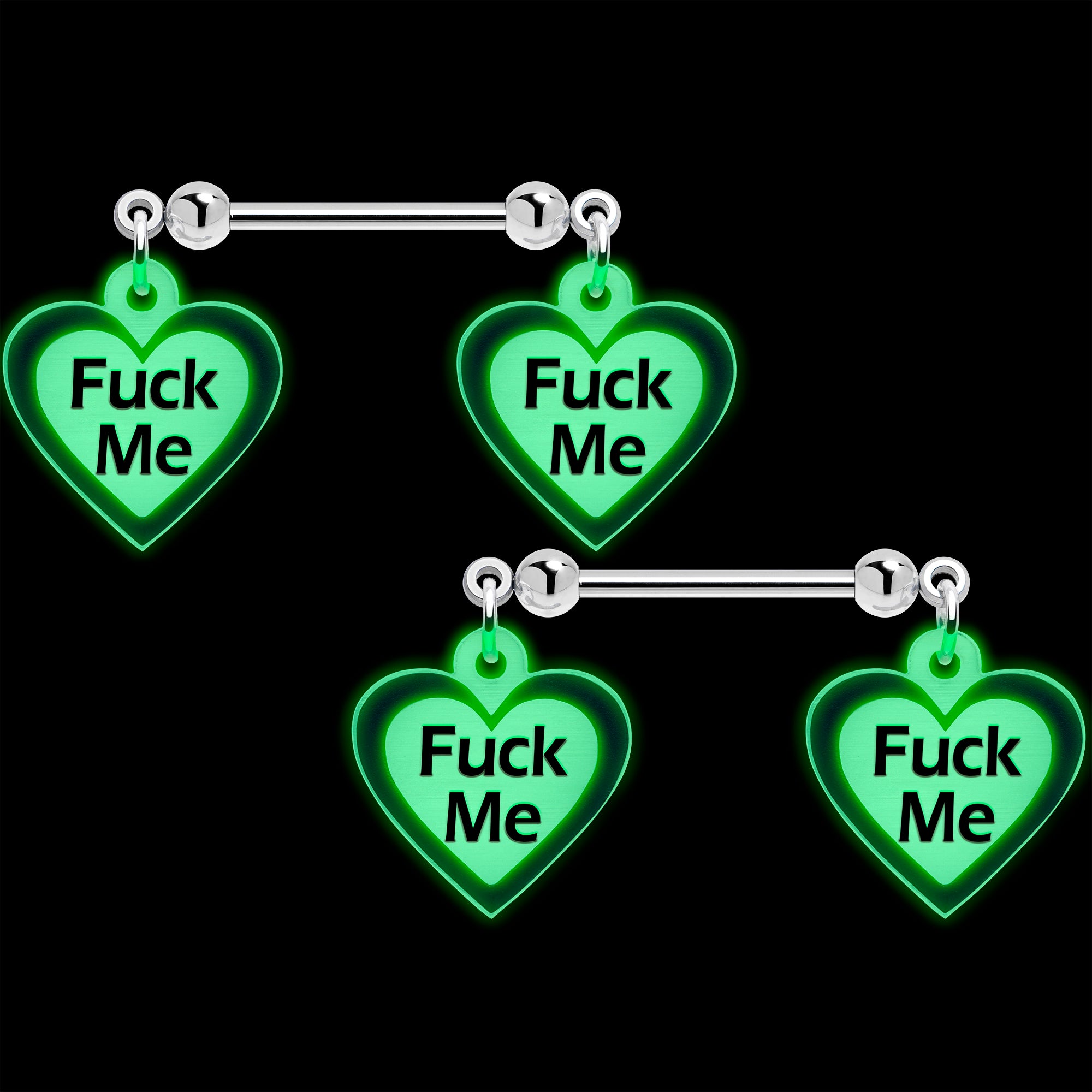 Heart Glow in the Dark Dangle Nipple Rings