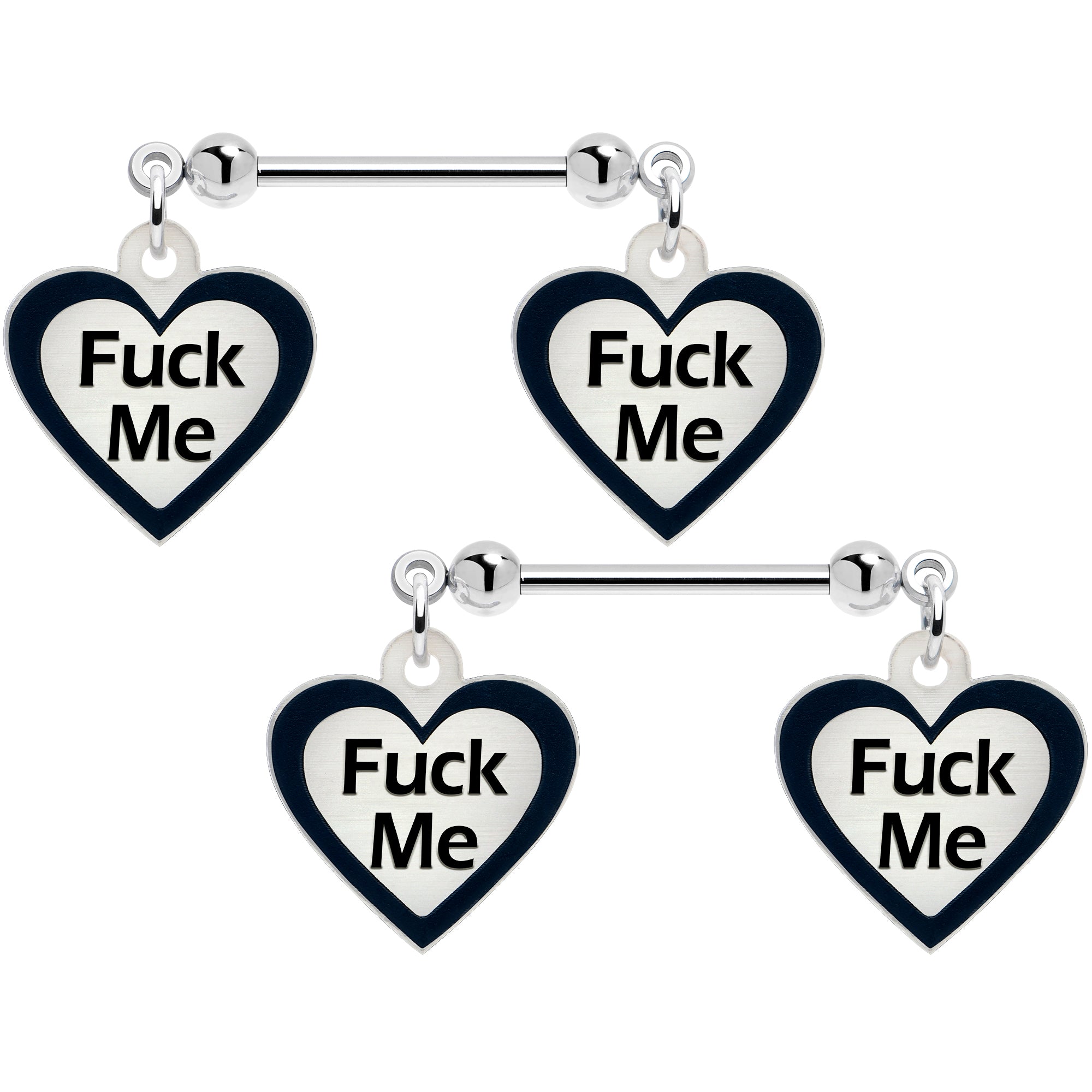 Glow in the Dark F*ck Me Heart Nipple Rings