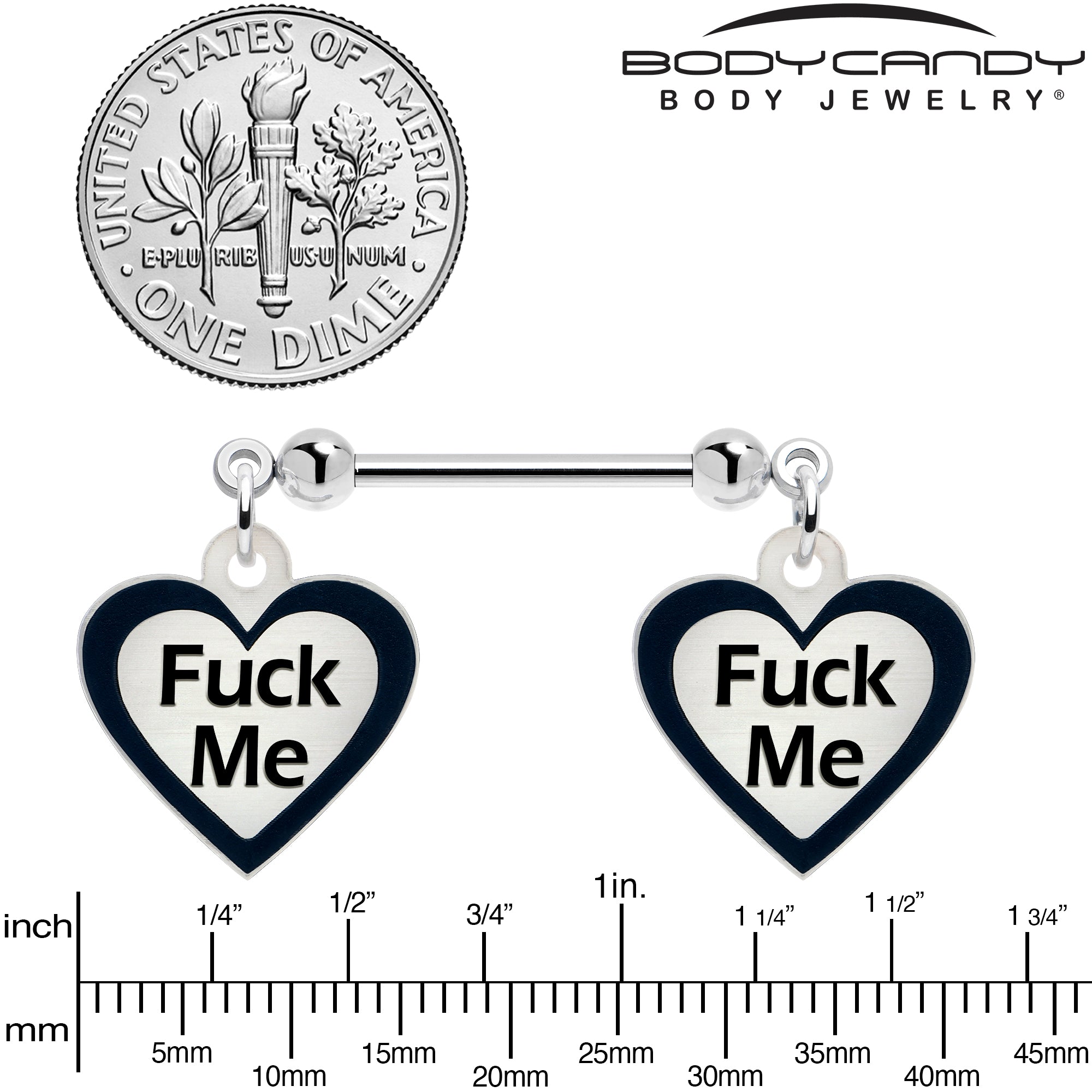 Heart Shaped Dangle Nipple Rings Glow in the Dark