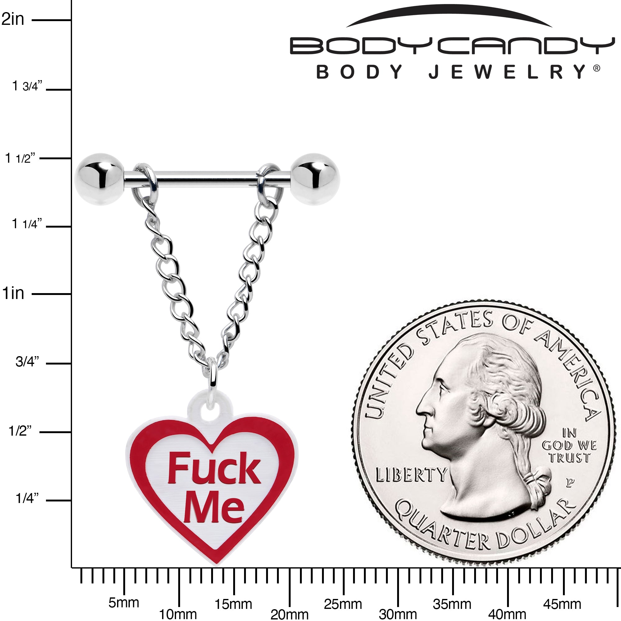 Red White Heart F*ck Me Nipple Ring Set