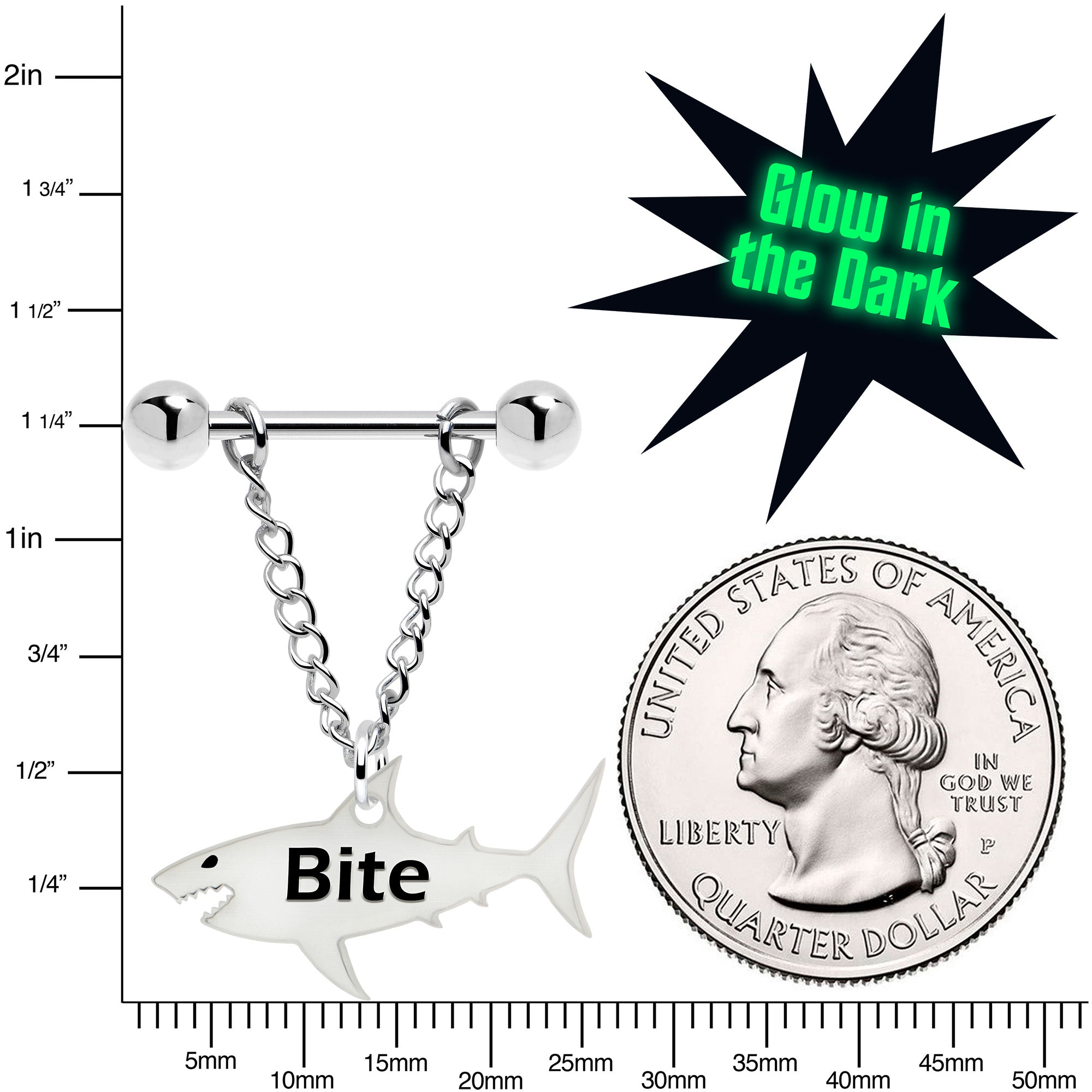 Shark Dangle Nipple Ring Glow in the Dark Jewelry