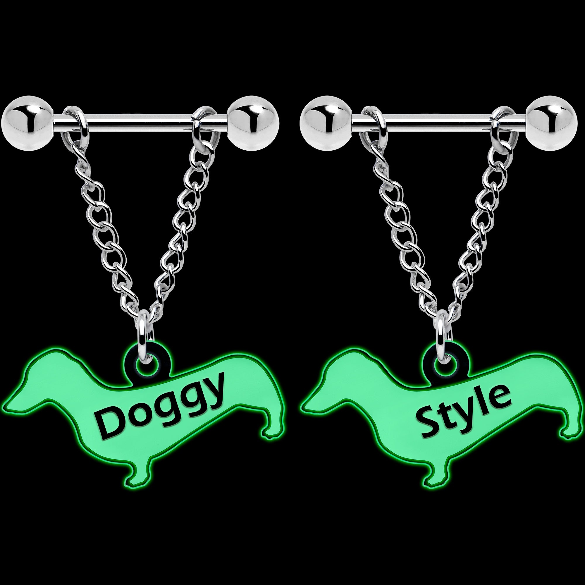 Glow in the Dark Dog Chain Dangle Nipple Jewelry